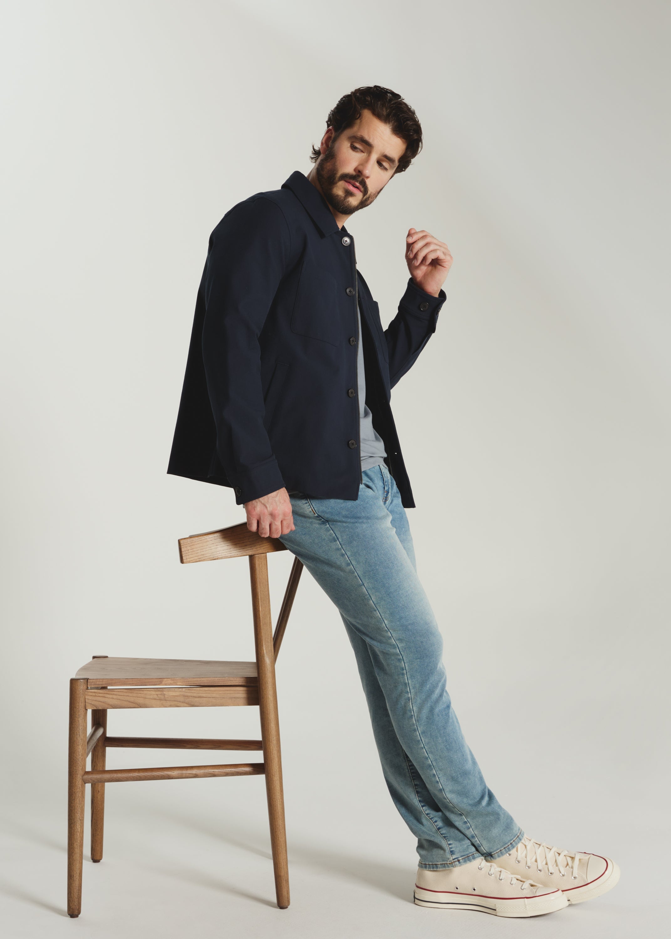 Baron Button Front Jacket Navy