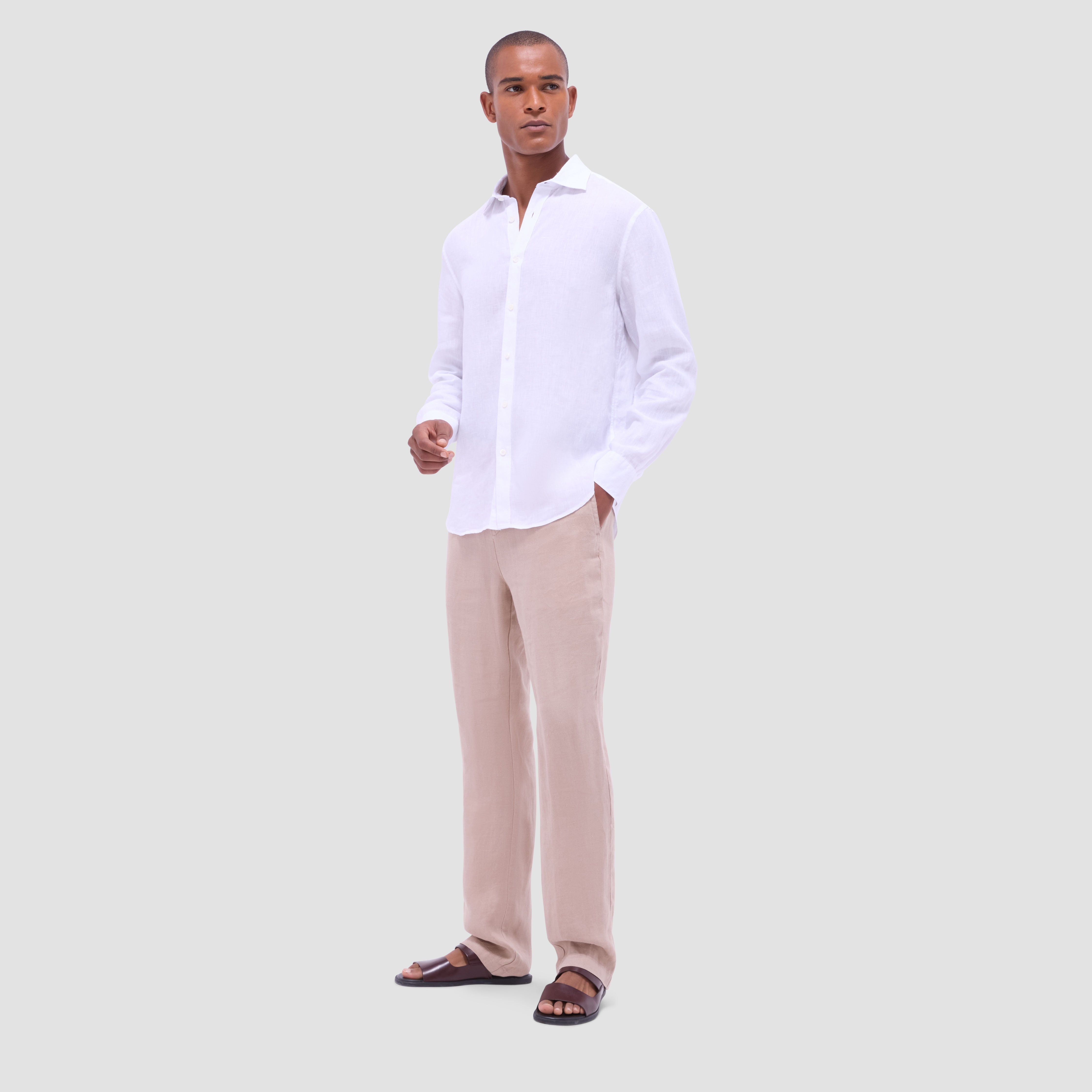 Axel Linen Long Sleeve Shirt White