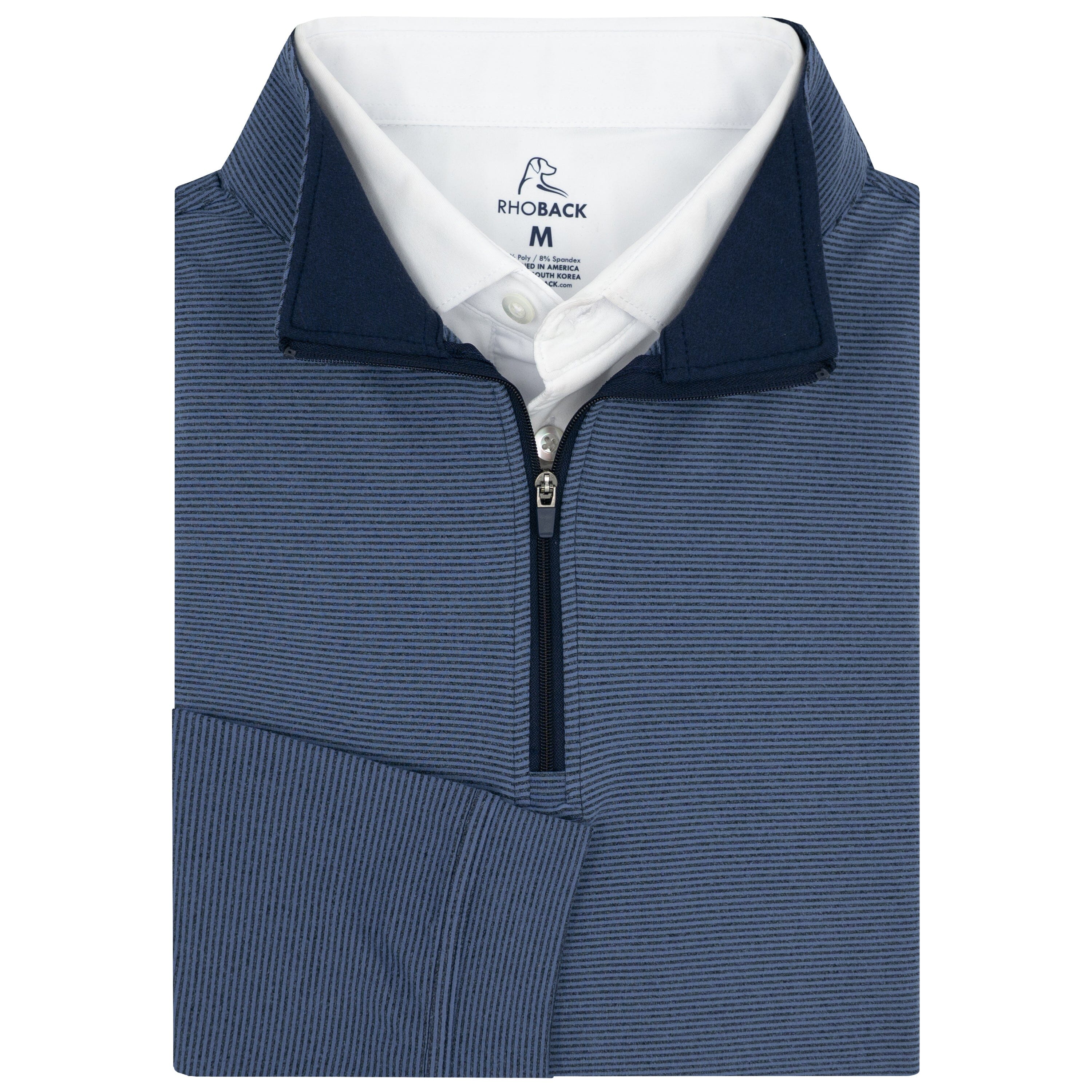 The Riva Heather Stripe Performance 1/4 Zip Coastal Blue/Fleet Navy