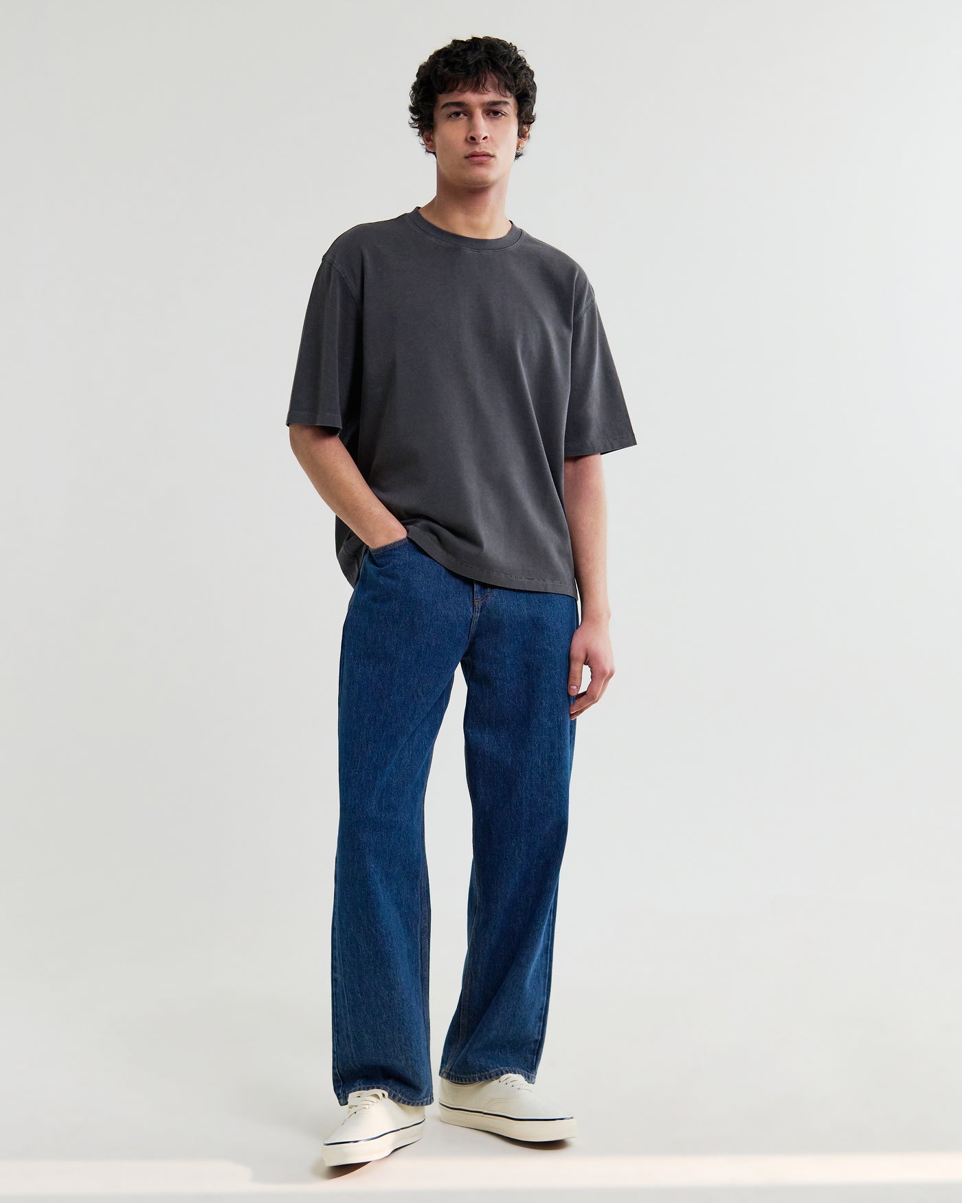 Mark Crop Tee in Compact Cotton Washed Black
