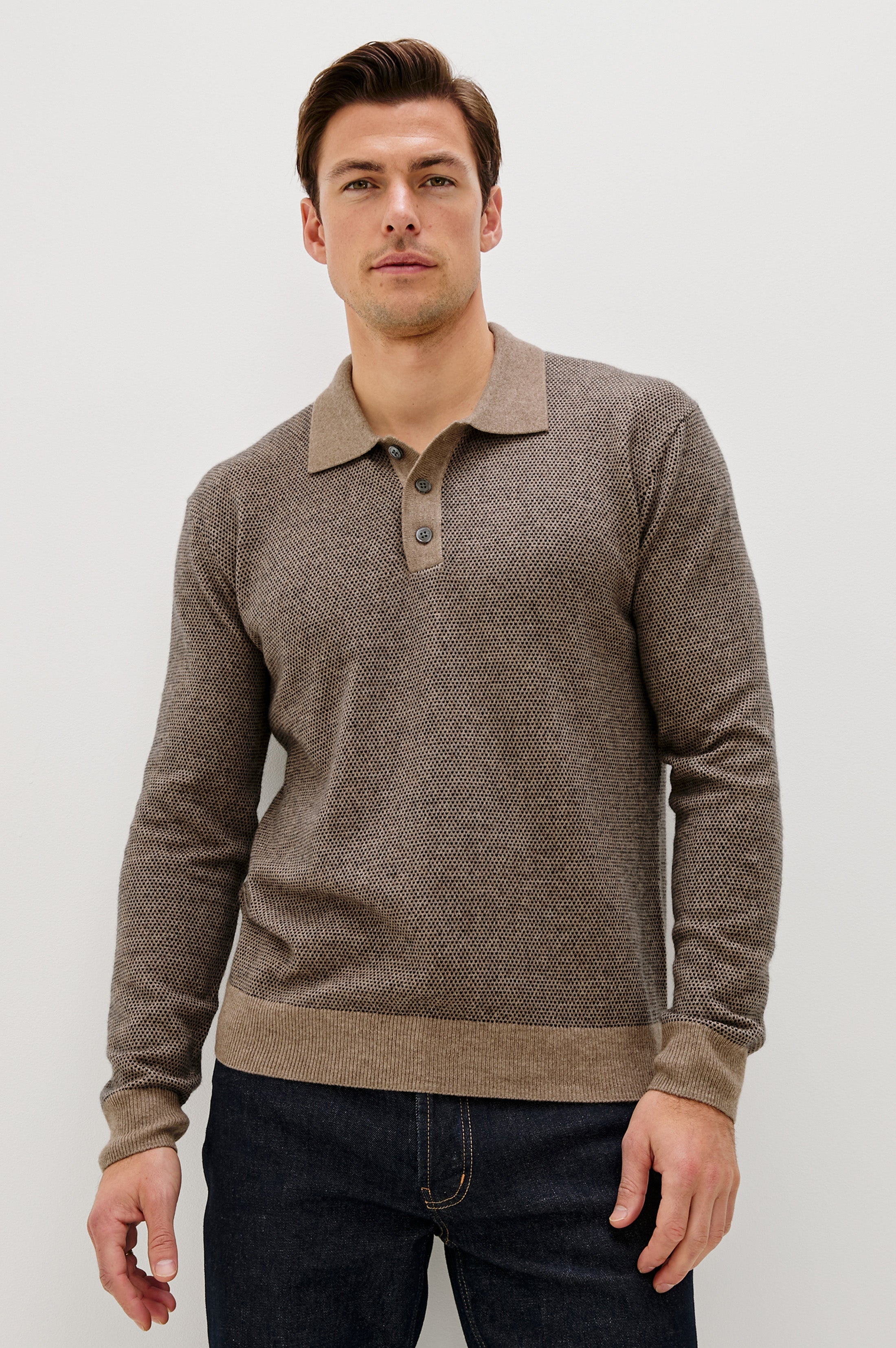 Anders Sweater Polo Flax Navy
