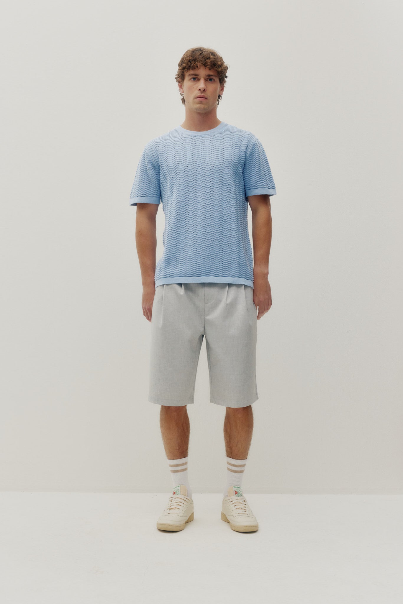 Wave Knit Tee Rain Washed