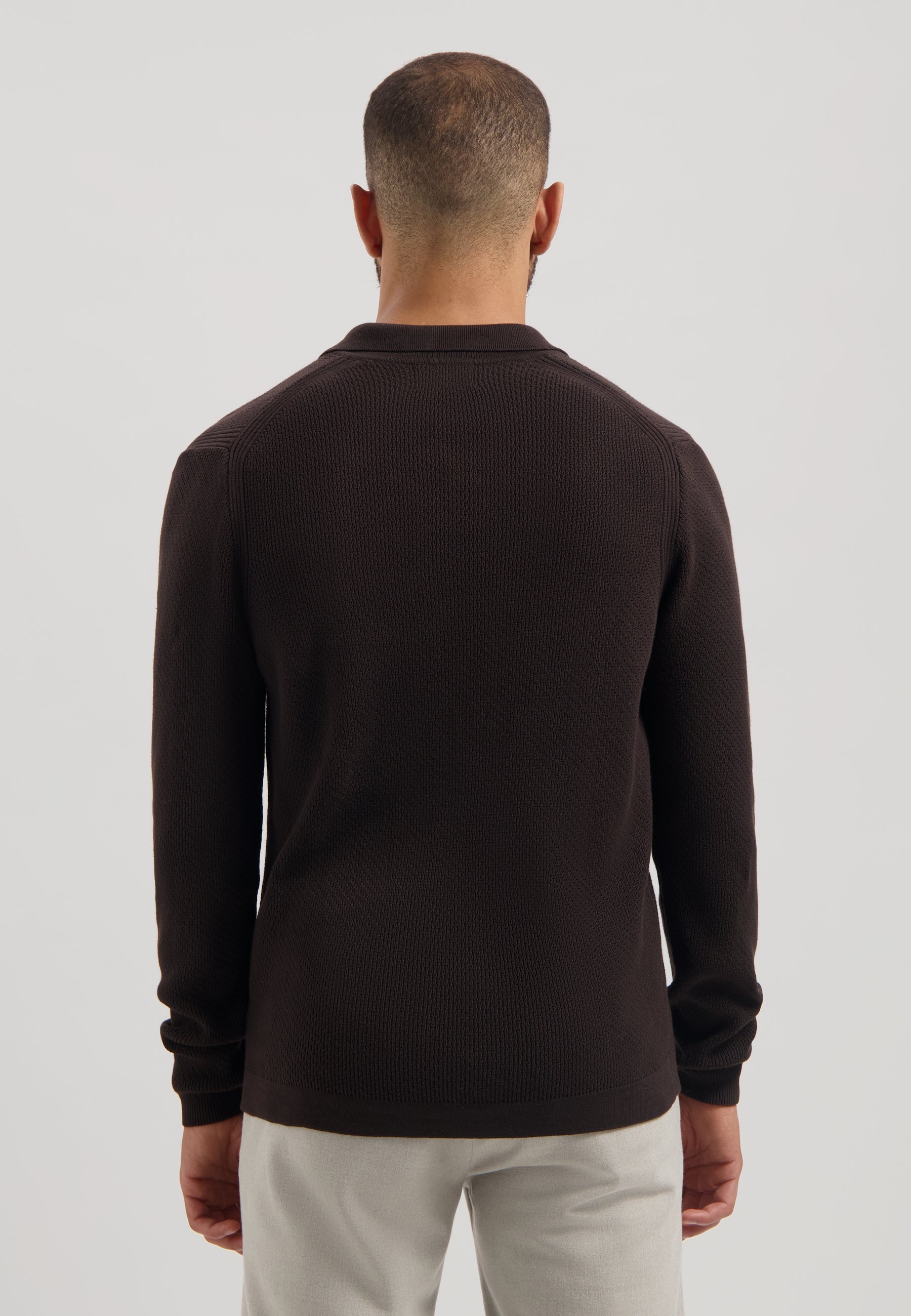 Kostas Longsleeve Polo Dark Brown