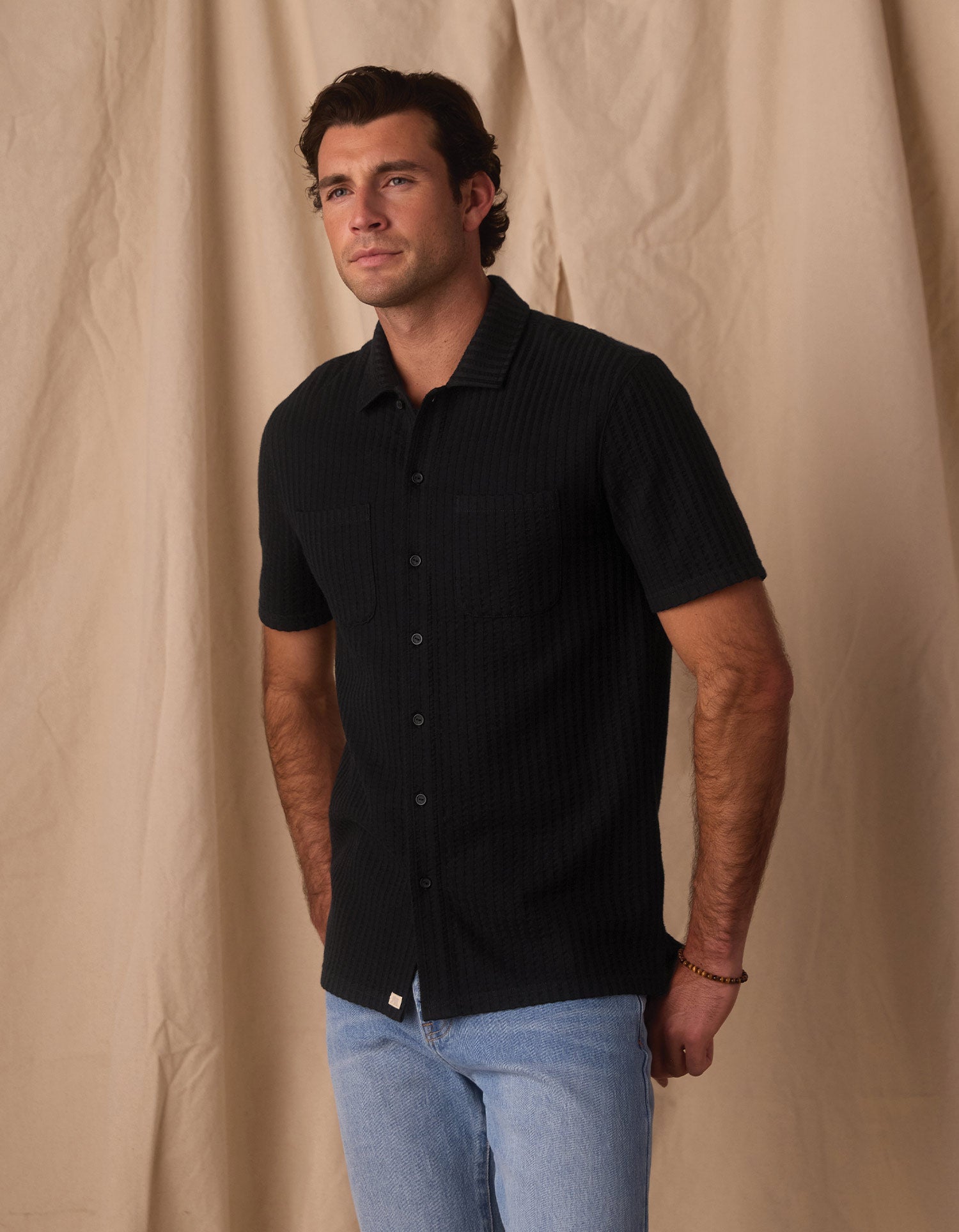 Knit Getaway Button Up Black
