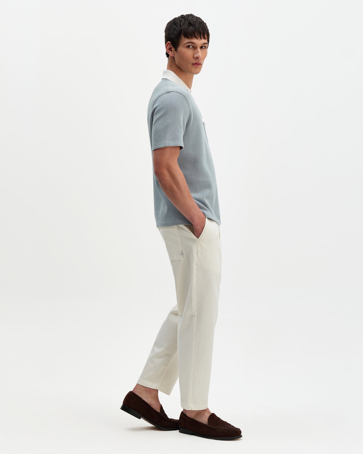 Pendal Design Rib Polo Blue/Ecru