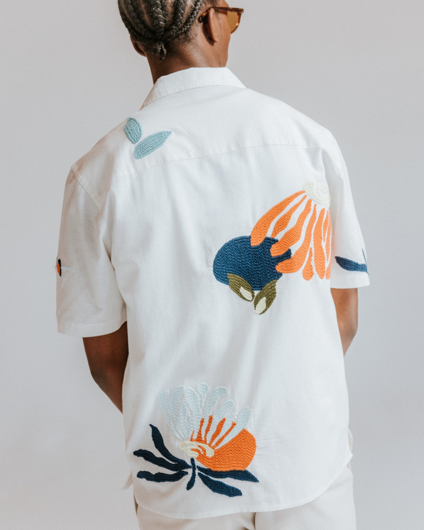 Didcot Short Sleeve Shirt in Abstract Shapes Ecru/Multi
