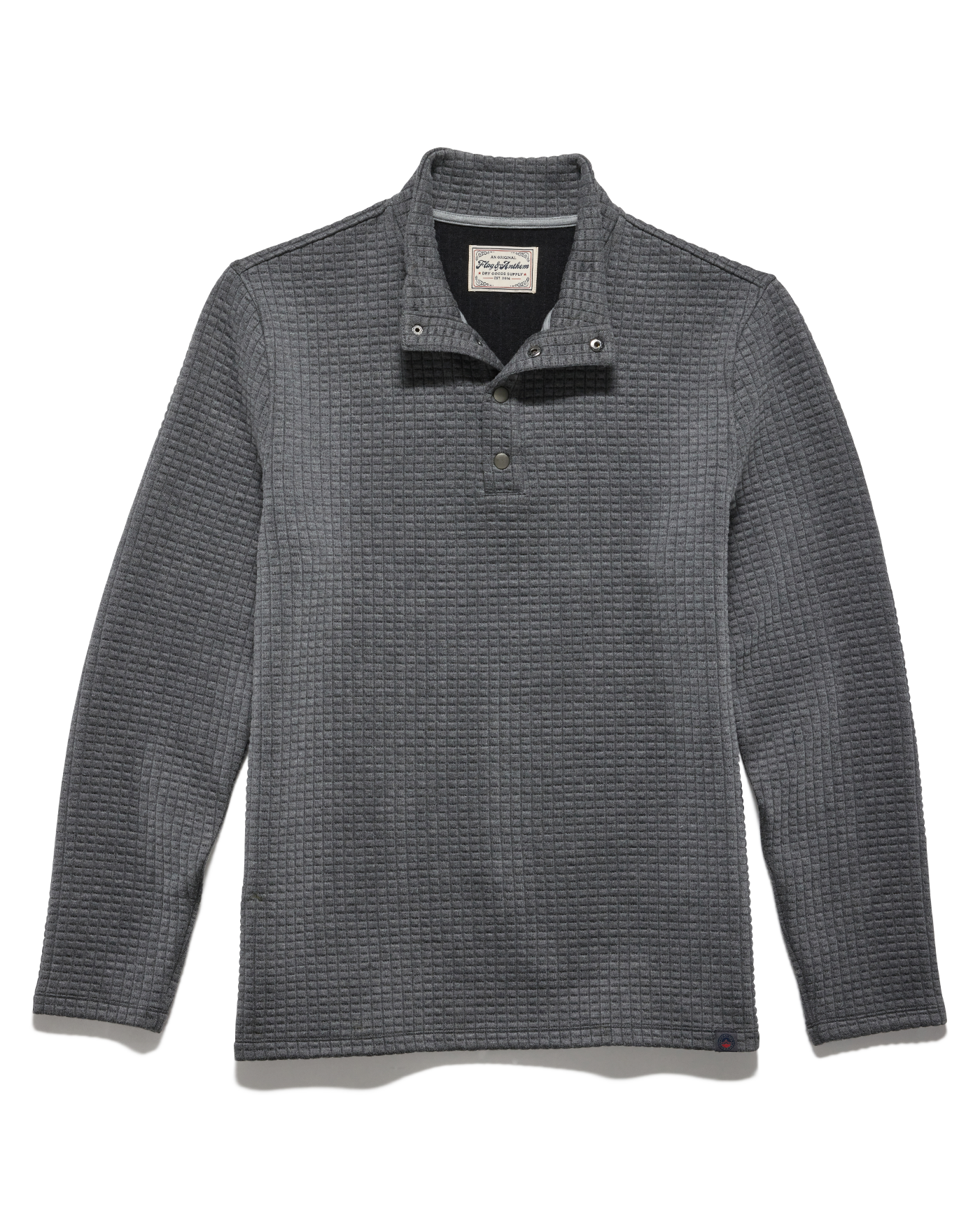 Silverton Quilted Snap Mock Neck Charcoal Heather