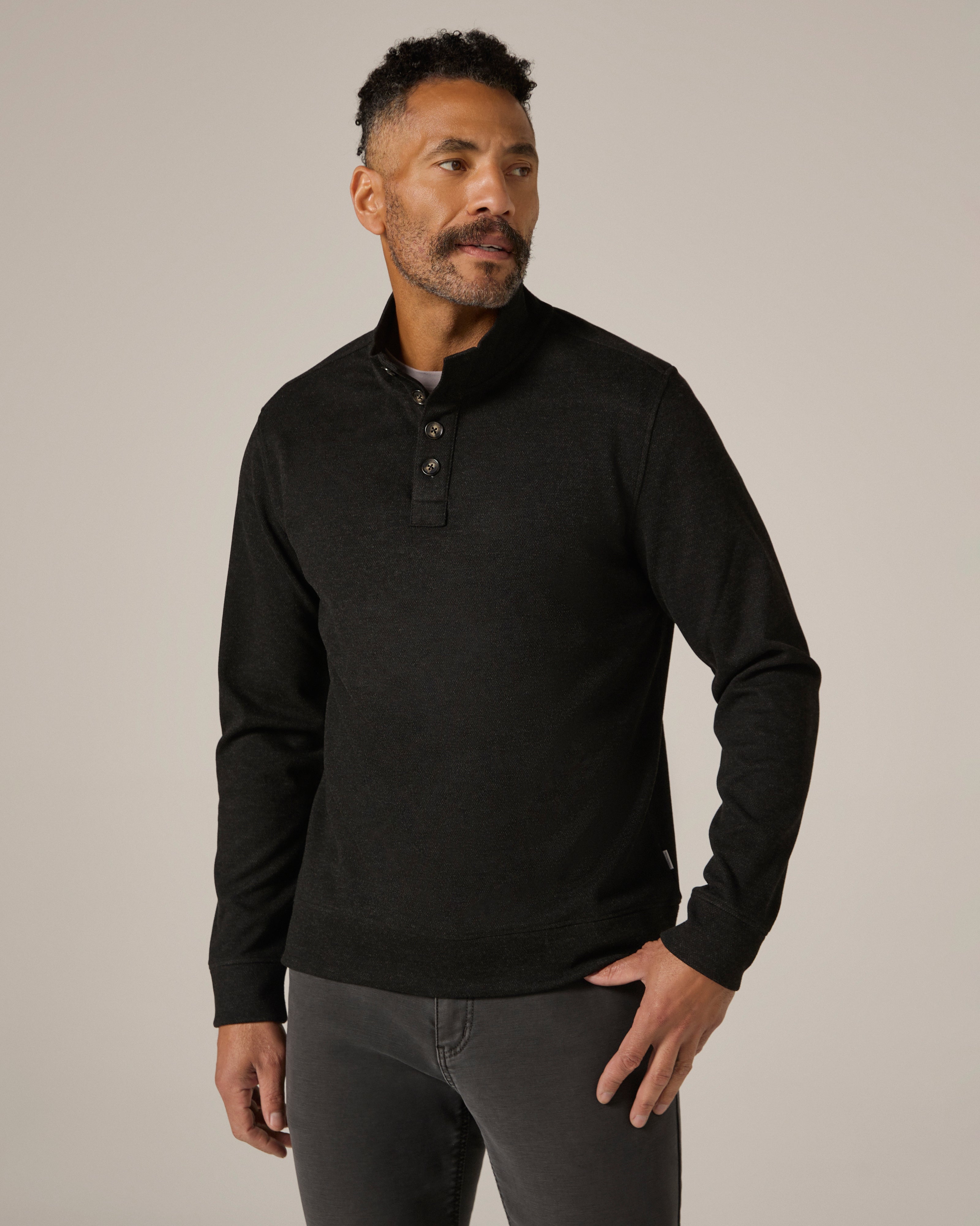 Stratton Textured Pullover Charcoal