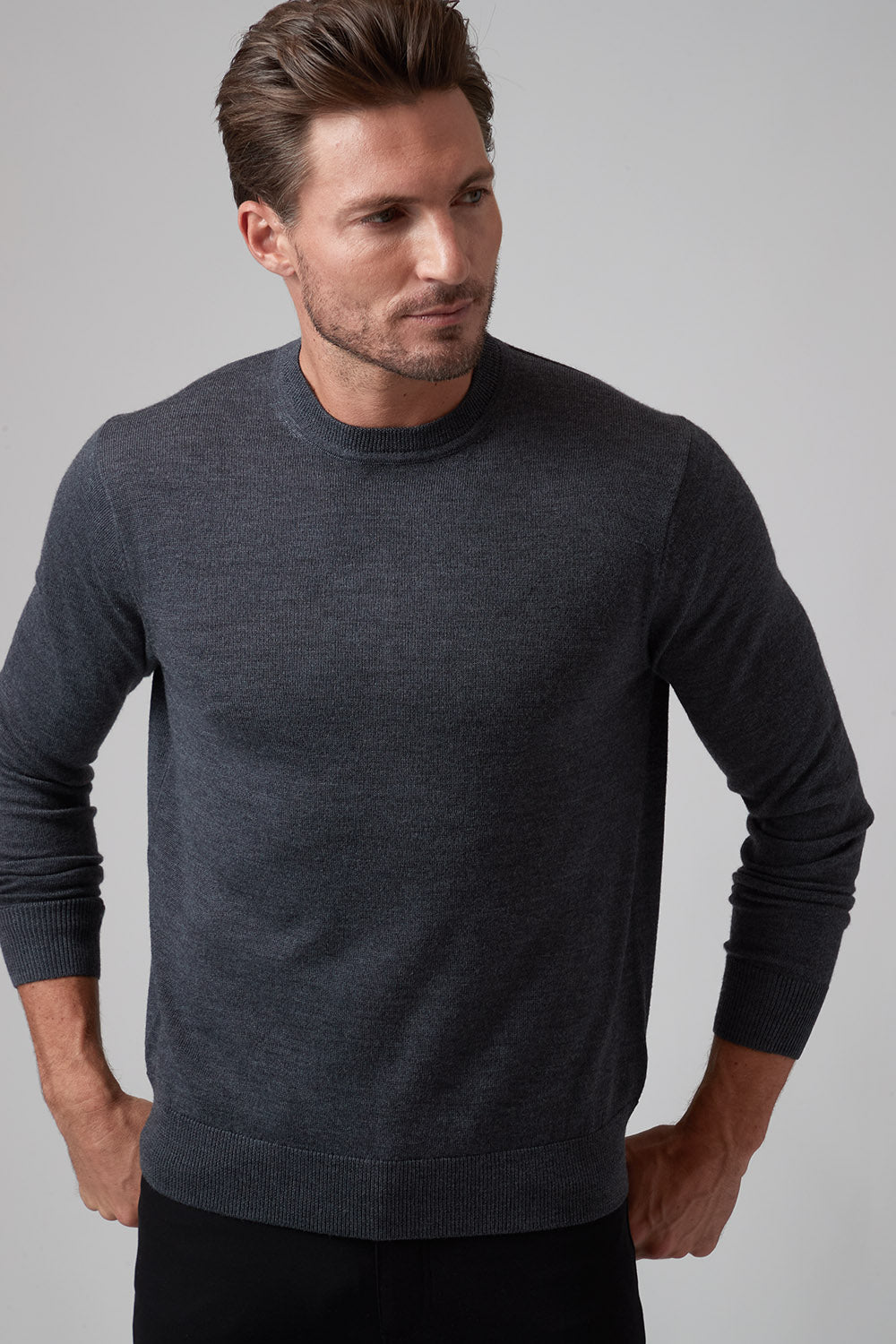 Classic Merino Crew Charcoal