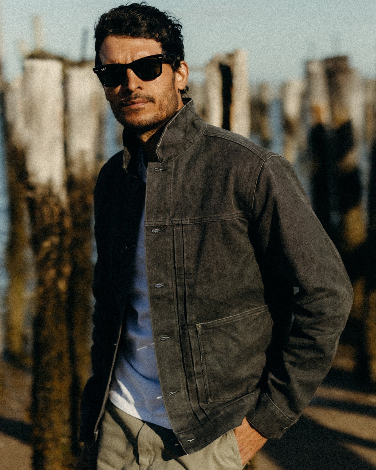 The Ryder Jacket in Chipped Canvas Coal