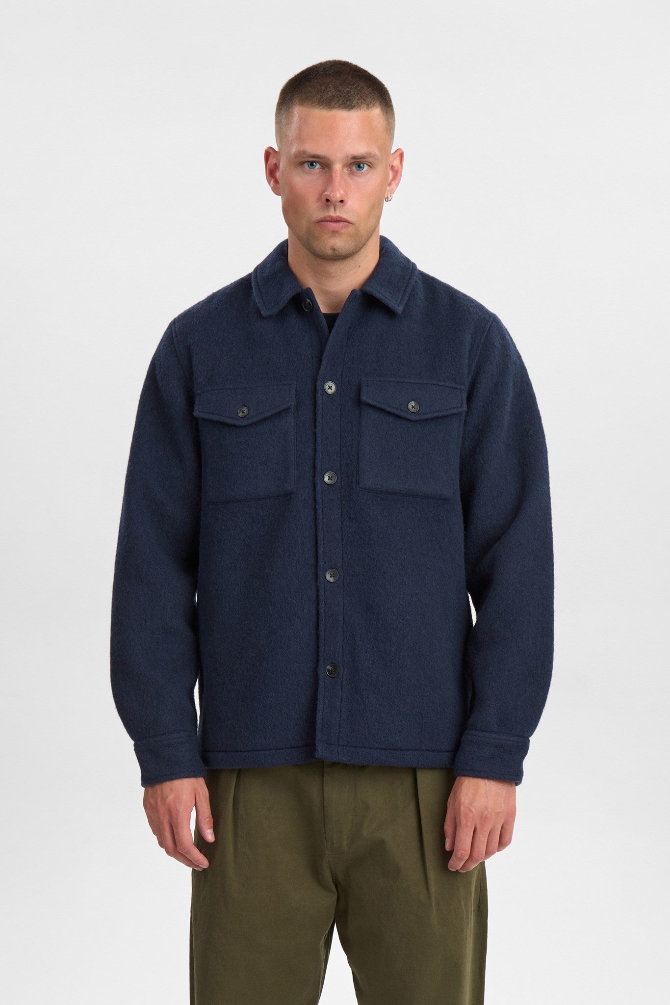 Akoscar Boiled Wool Overshirt Sky Captain