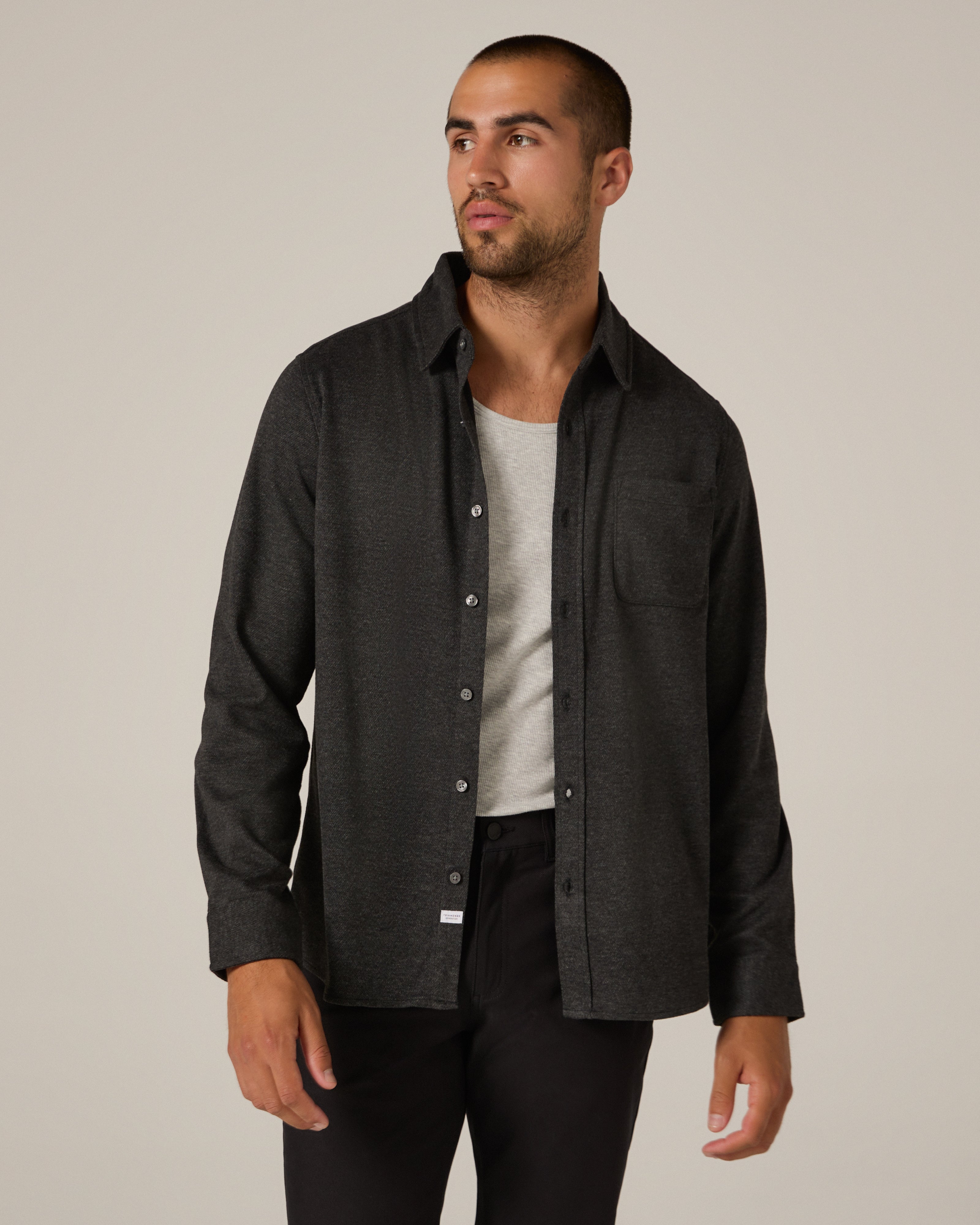 Generation Marled Knit Shirt Charcoal