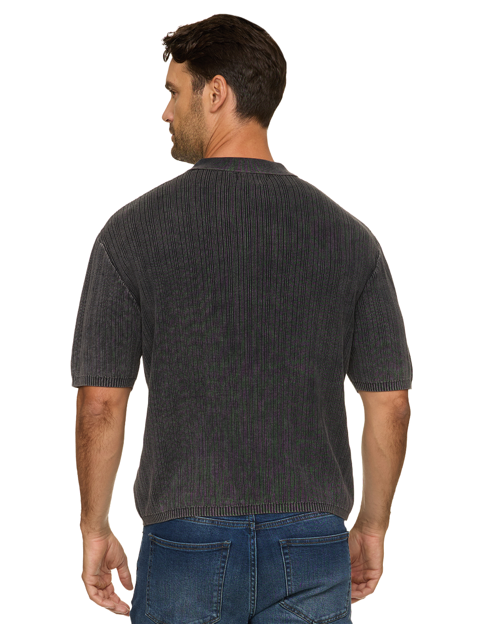 Gaffney Acid Wash Sweater Polo Washed Black