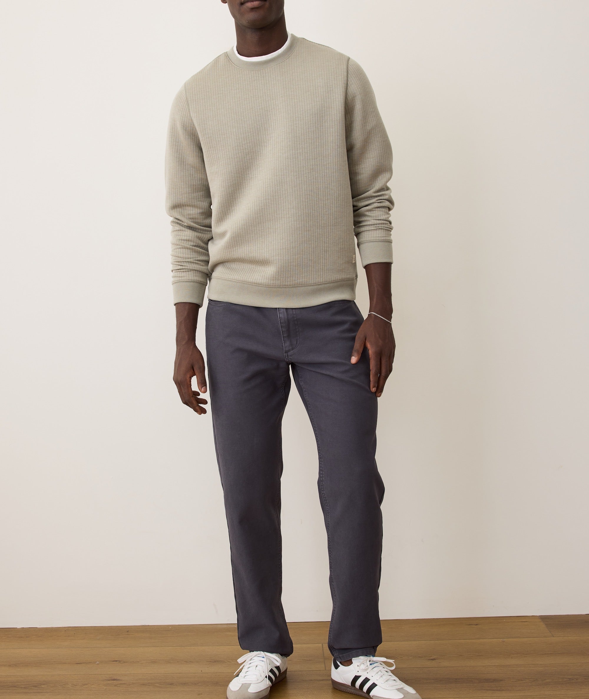 Corbet Quilted Crewneck Taupe