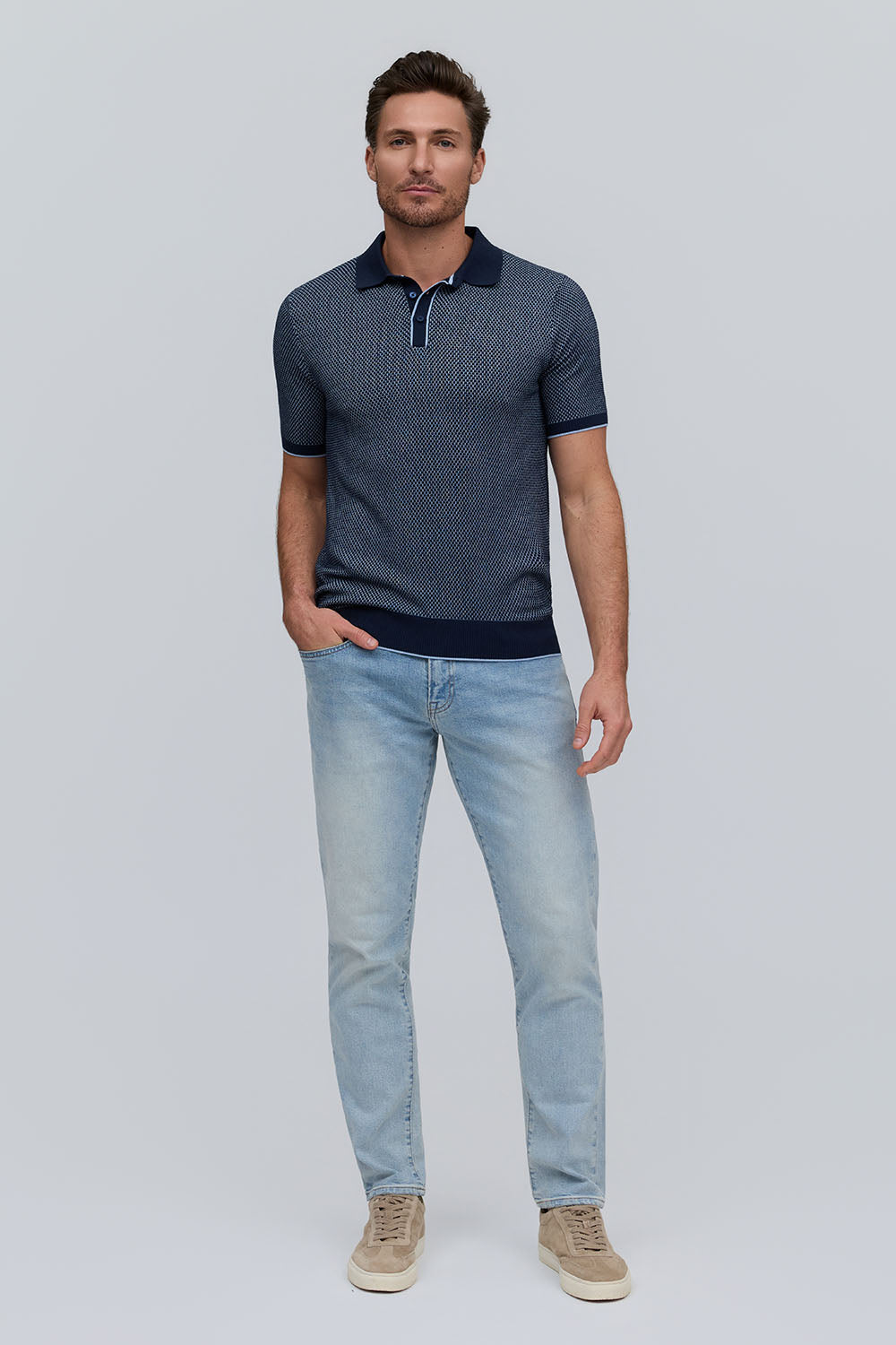 Honeycomb Polo Navy