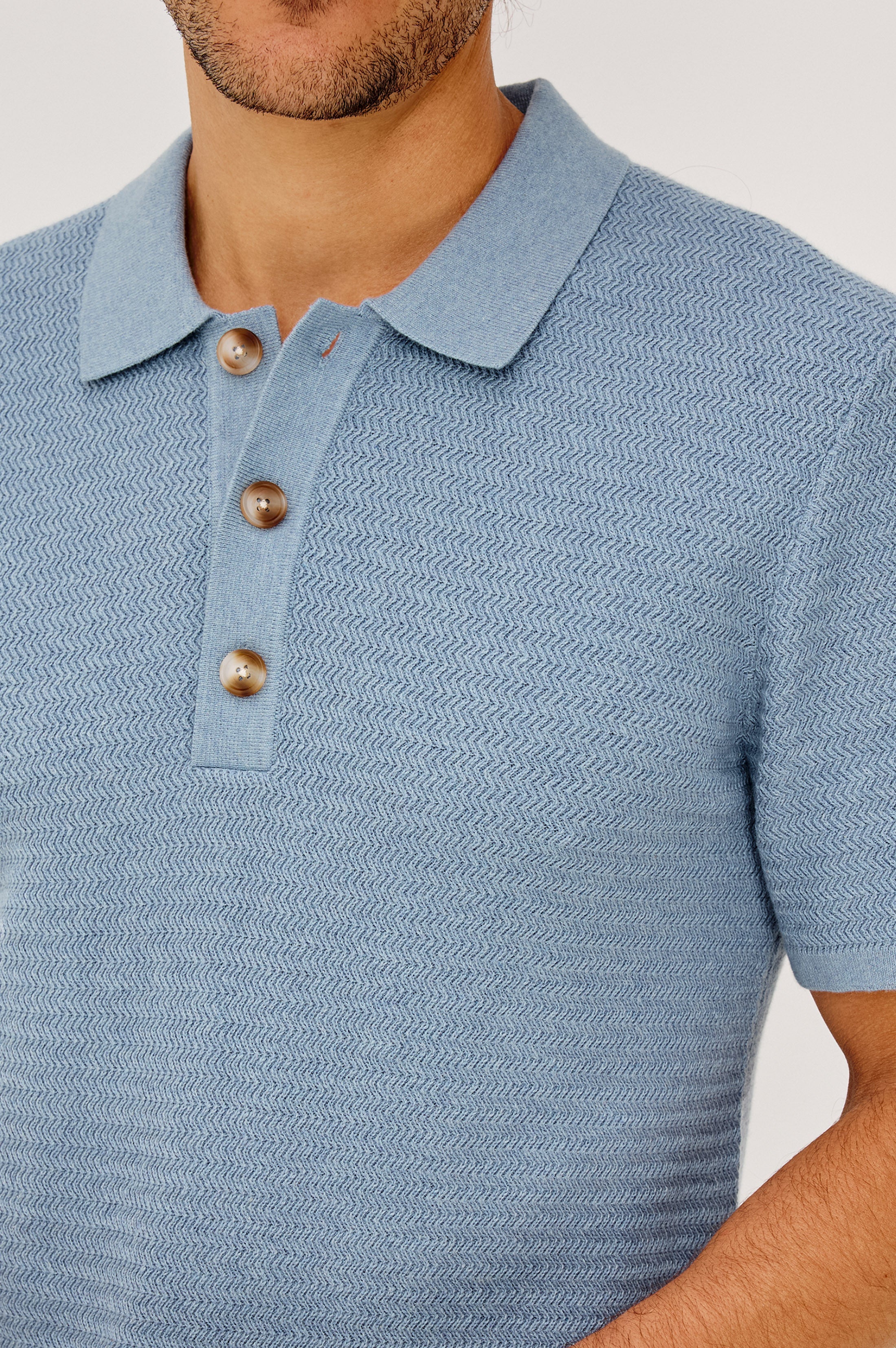 Nathan Sweater Polo Blue Sky Heather