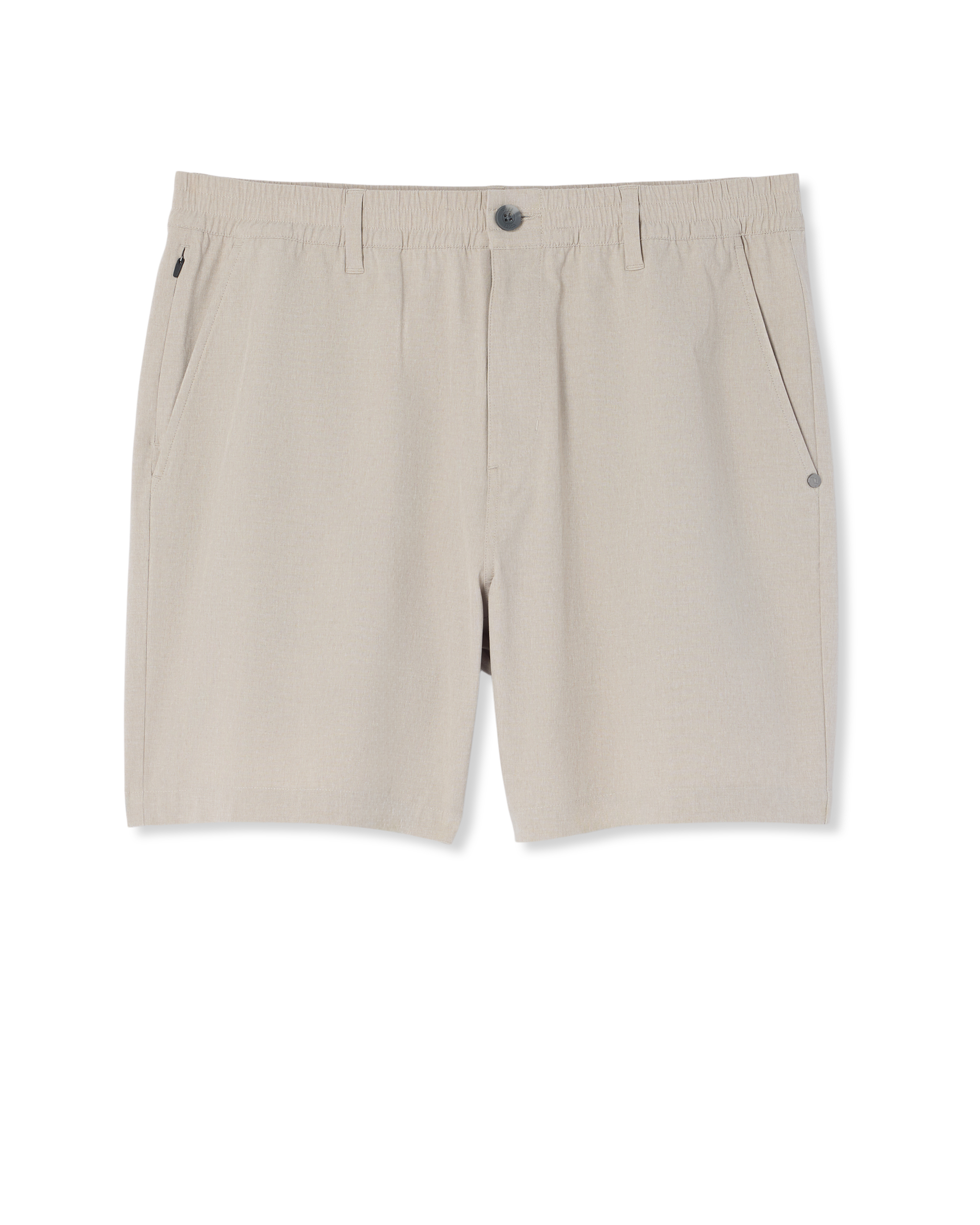 Aim Elastic Waist Short Khaki Linen Texture