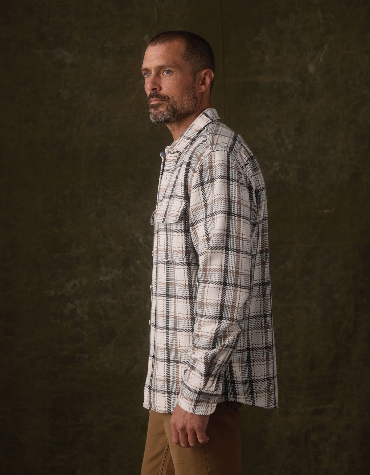 Mountain Textured Overshirt Winter White Plaid