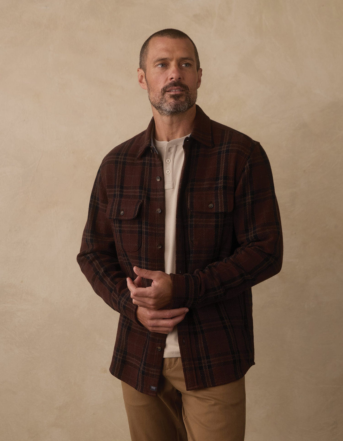 Mountain Textured Overshirt Spiced Brandy Plaid