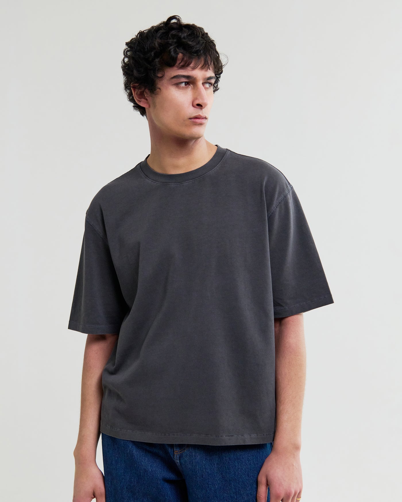 Mark Crop Tee in Compact Cotton Washed Black