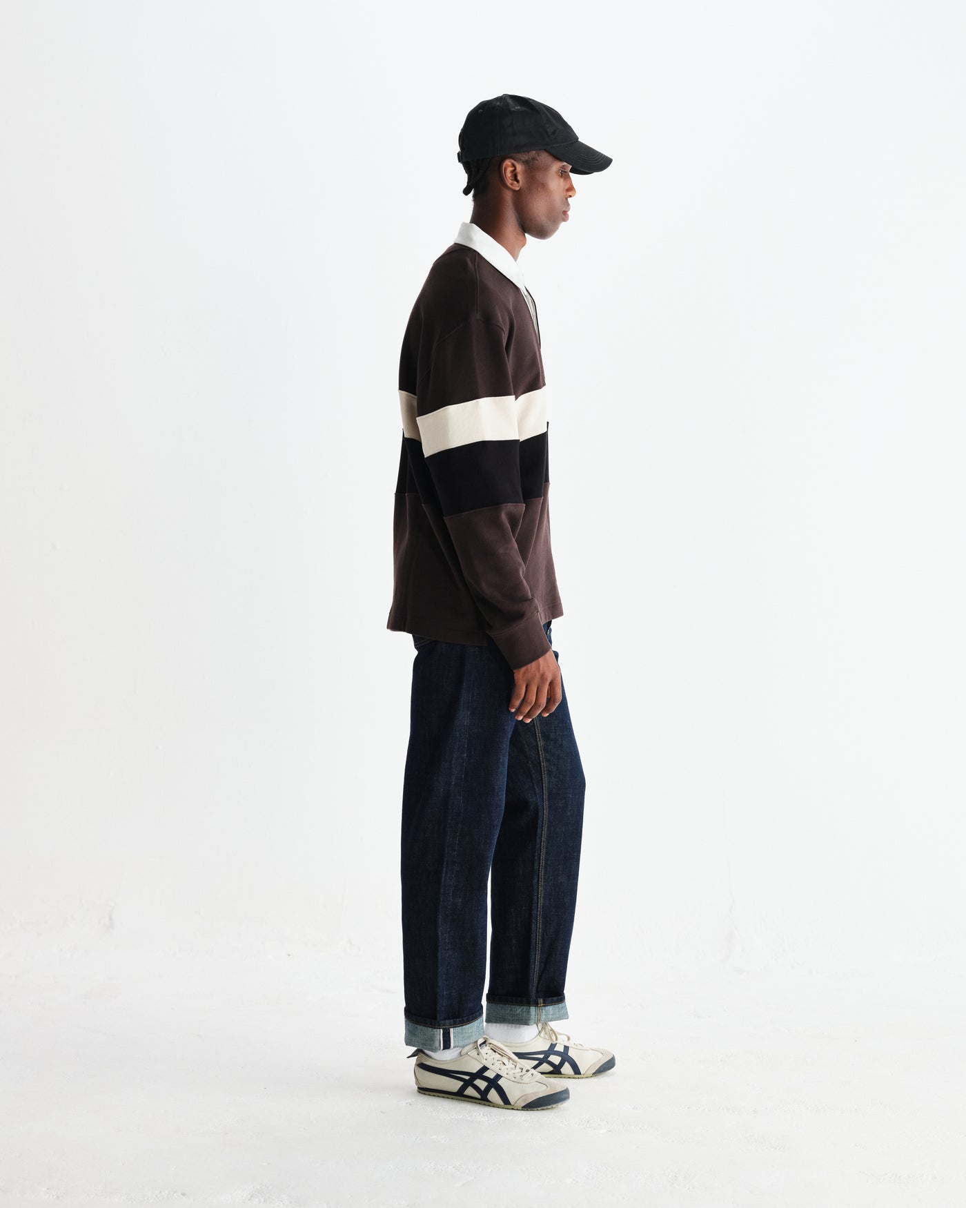Rowhill Rugby Shirt - Paneled Loopback Brown/Black