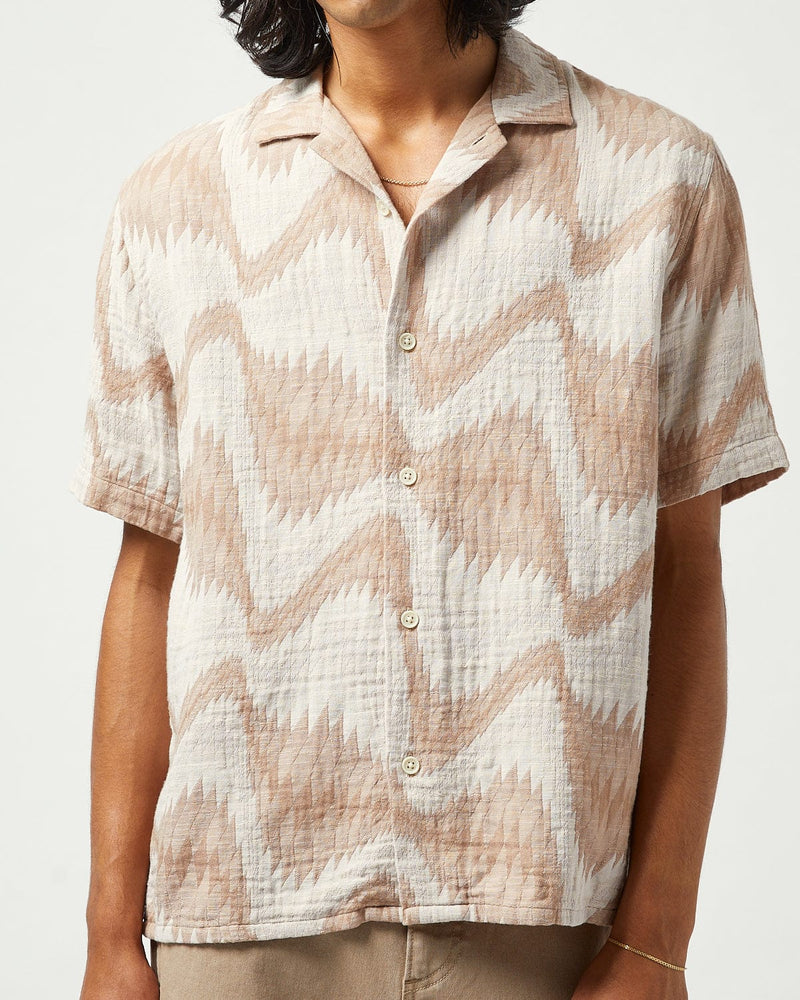 Resonance Jacquard Short Sleeve Camp Shirt Natural