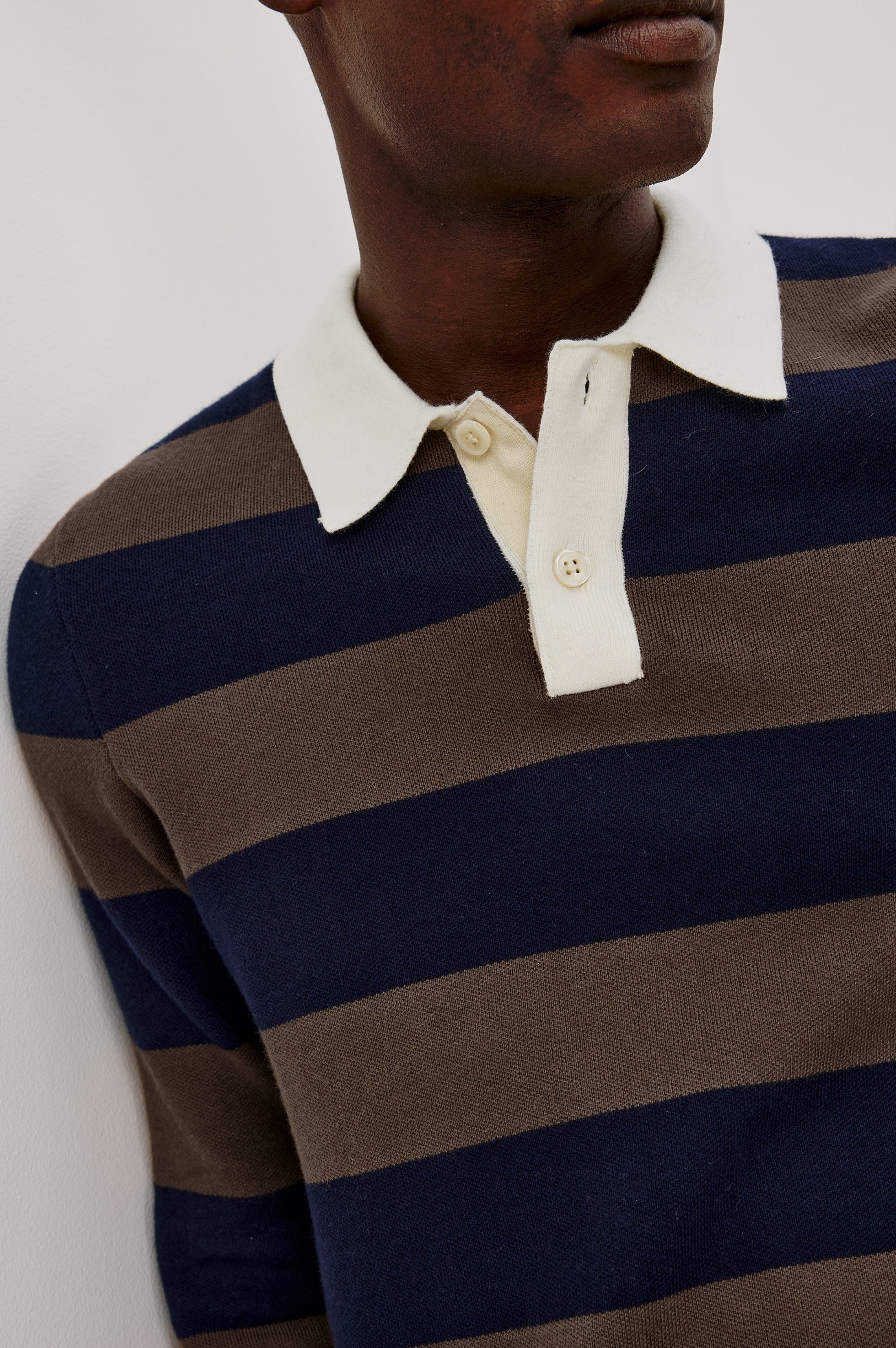 Luther Stripe Rugby Sweater Navy Carob
