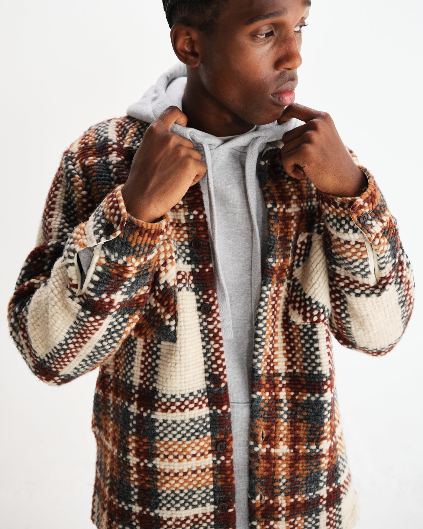 Whiting Overshirt - Wool Blend Bobble Ecru/Multi
