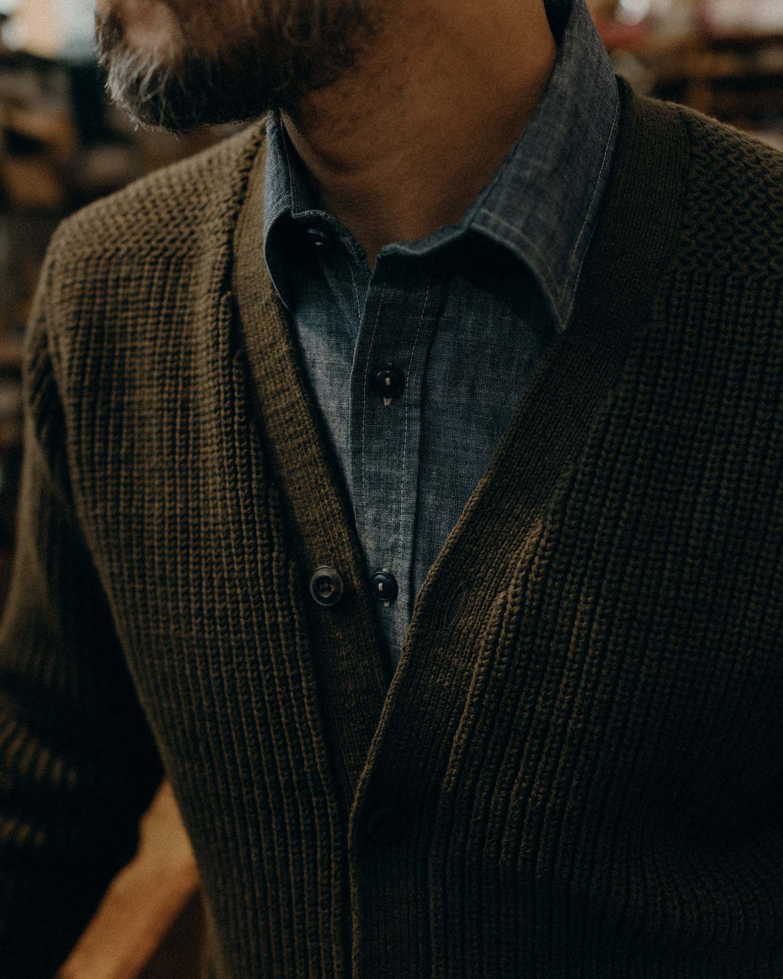 The Mariner Cardigan Heather Loden Slub