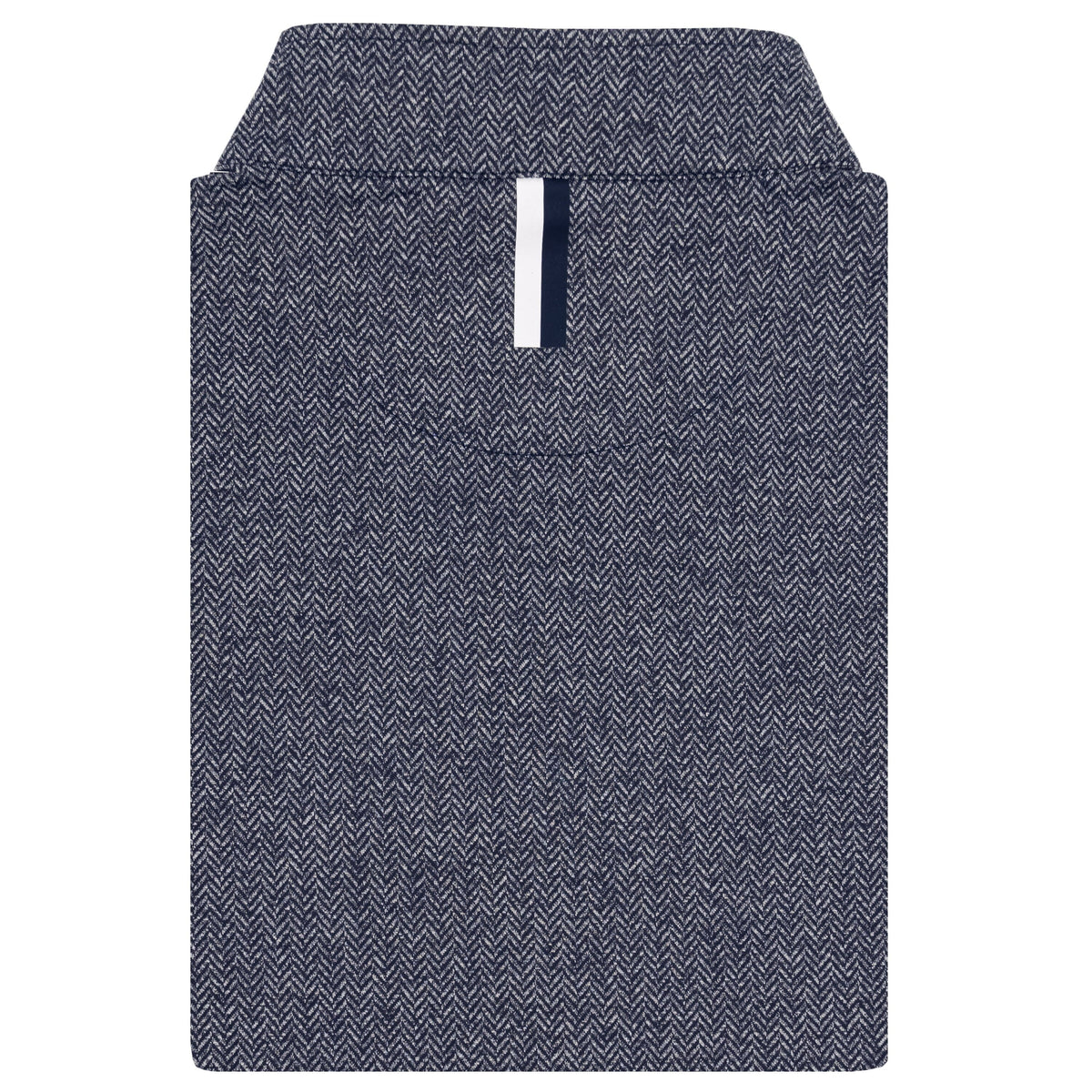 Herringbone Jaquard Knit 1/4 Zip Pullver Fleet Navy/White