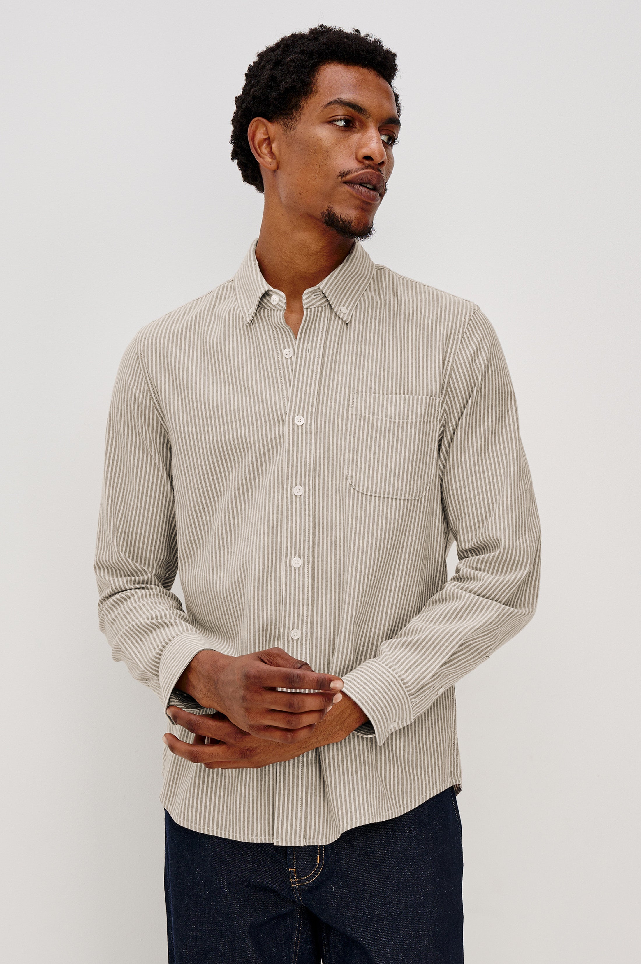Vance Shirt Cedar Oat Stripe
