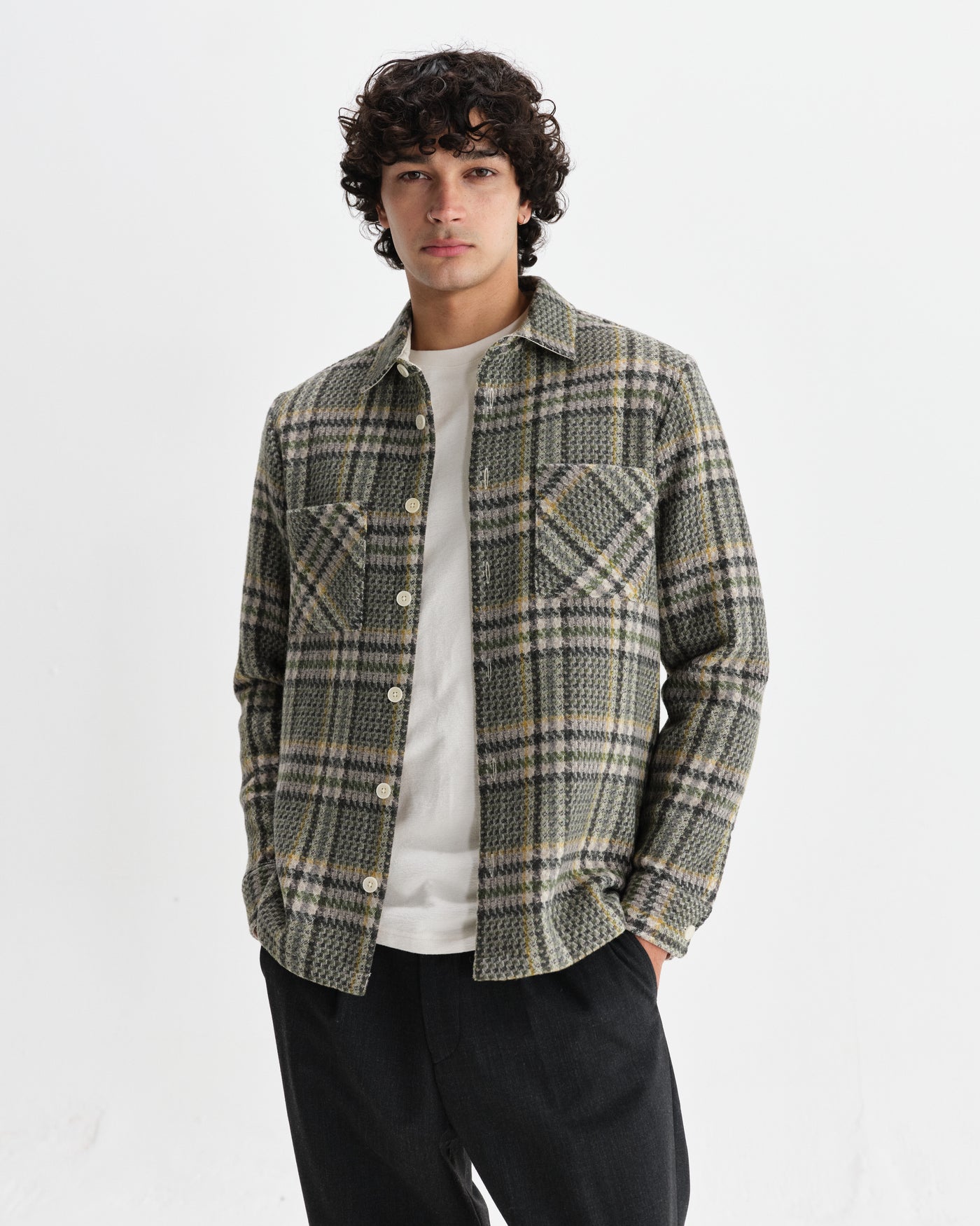 Whiting Overshirt - Wool Blend Check Green