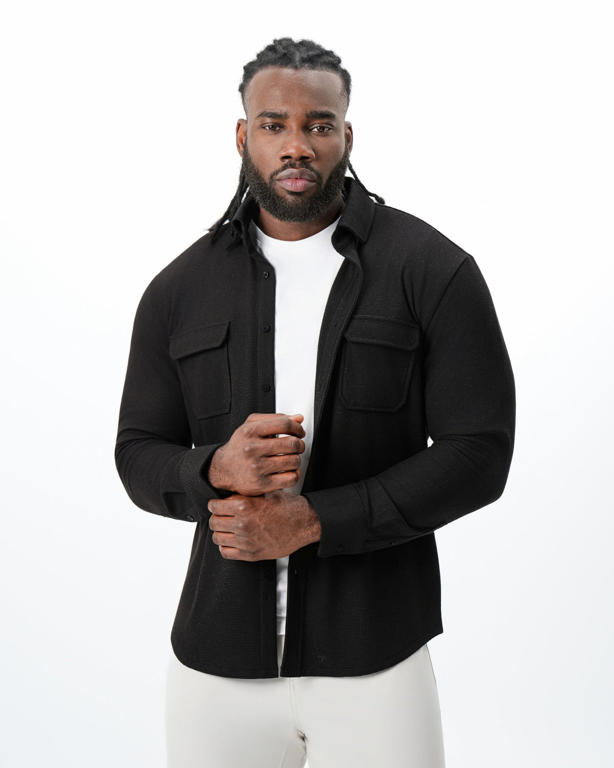 Waffle Patch Pocket Button Down Deep Espresso