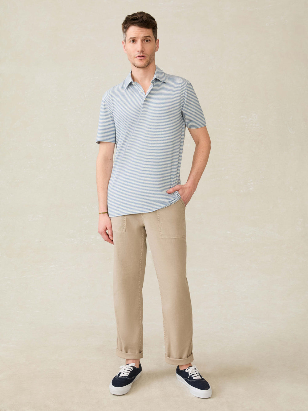 Striped Movement Short Sleeve Polo Long Valley Stripe