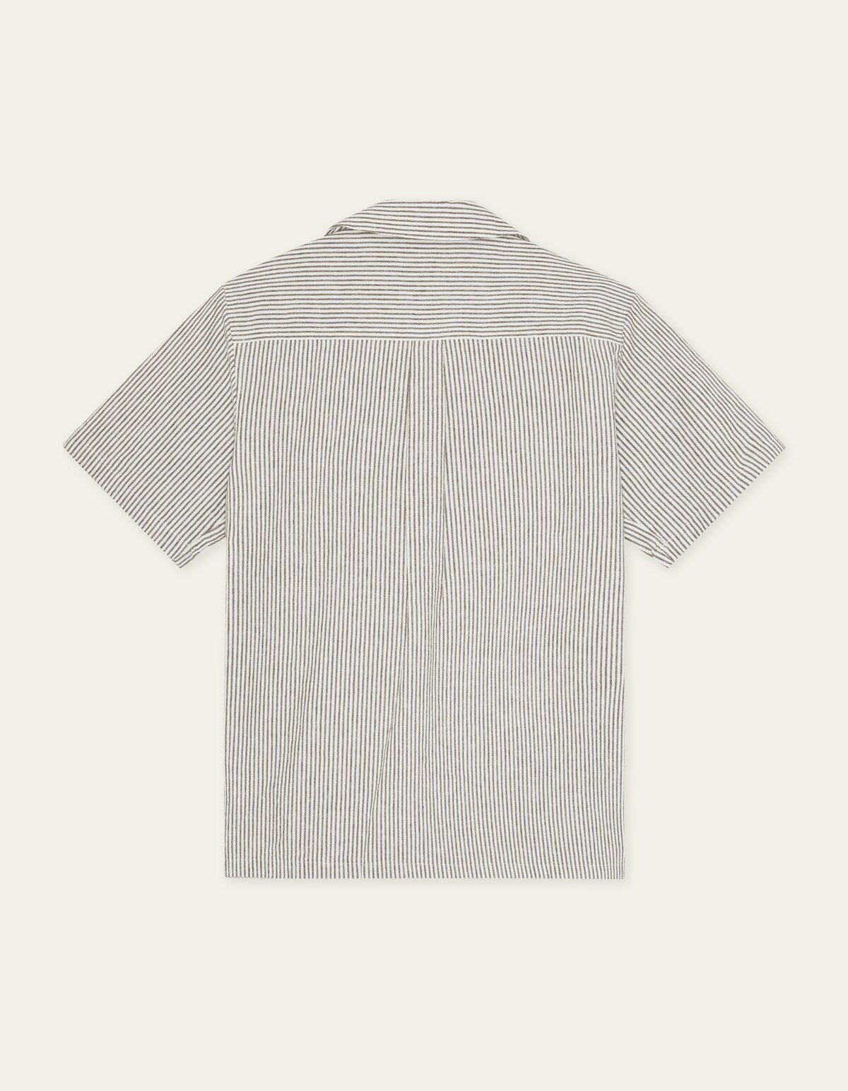 Lukas Stripe Cotton Linen Shirt Teak Brown