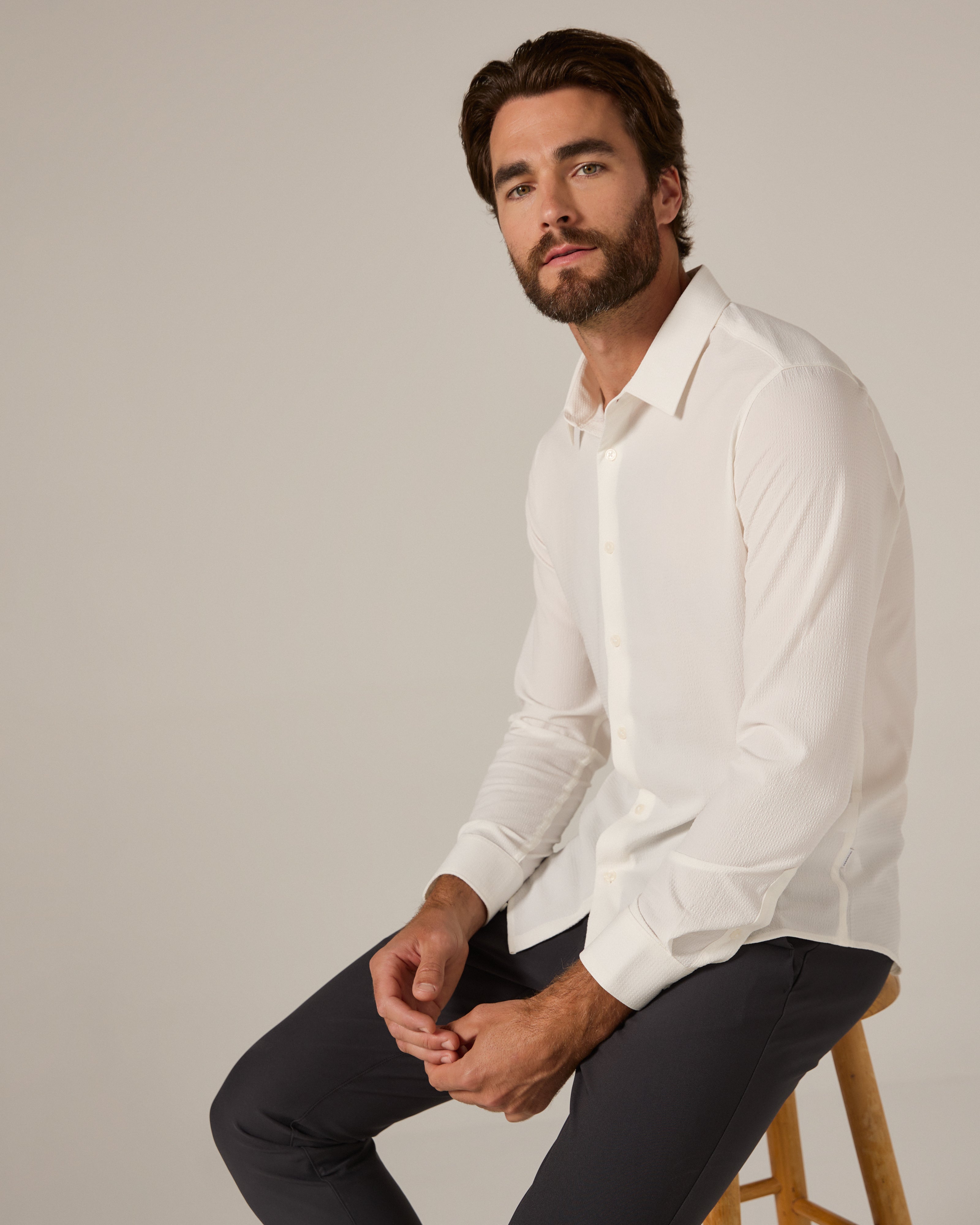 Drayton Long Sleeve Shirt Ivory