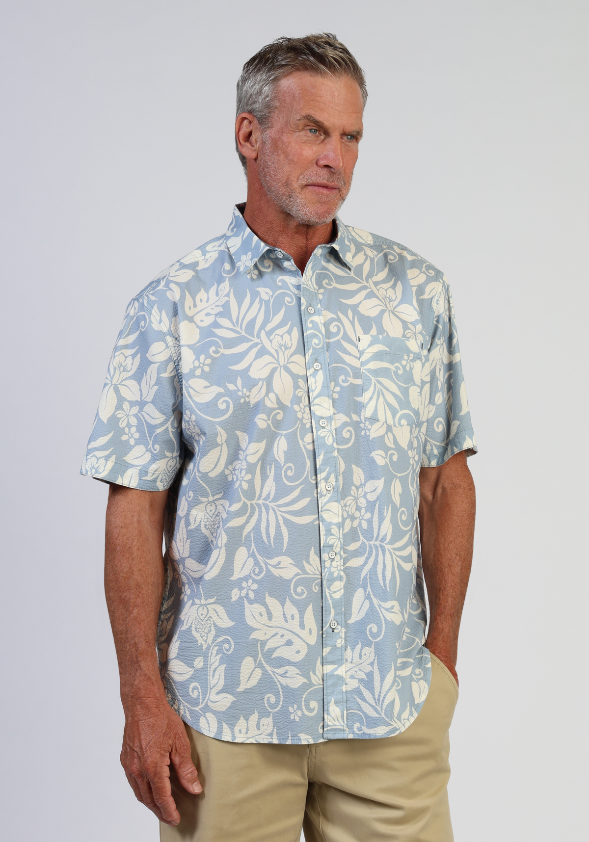 South Pacific Seersucker Shirt Soft Blue
