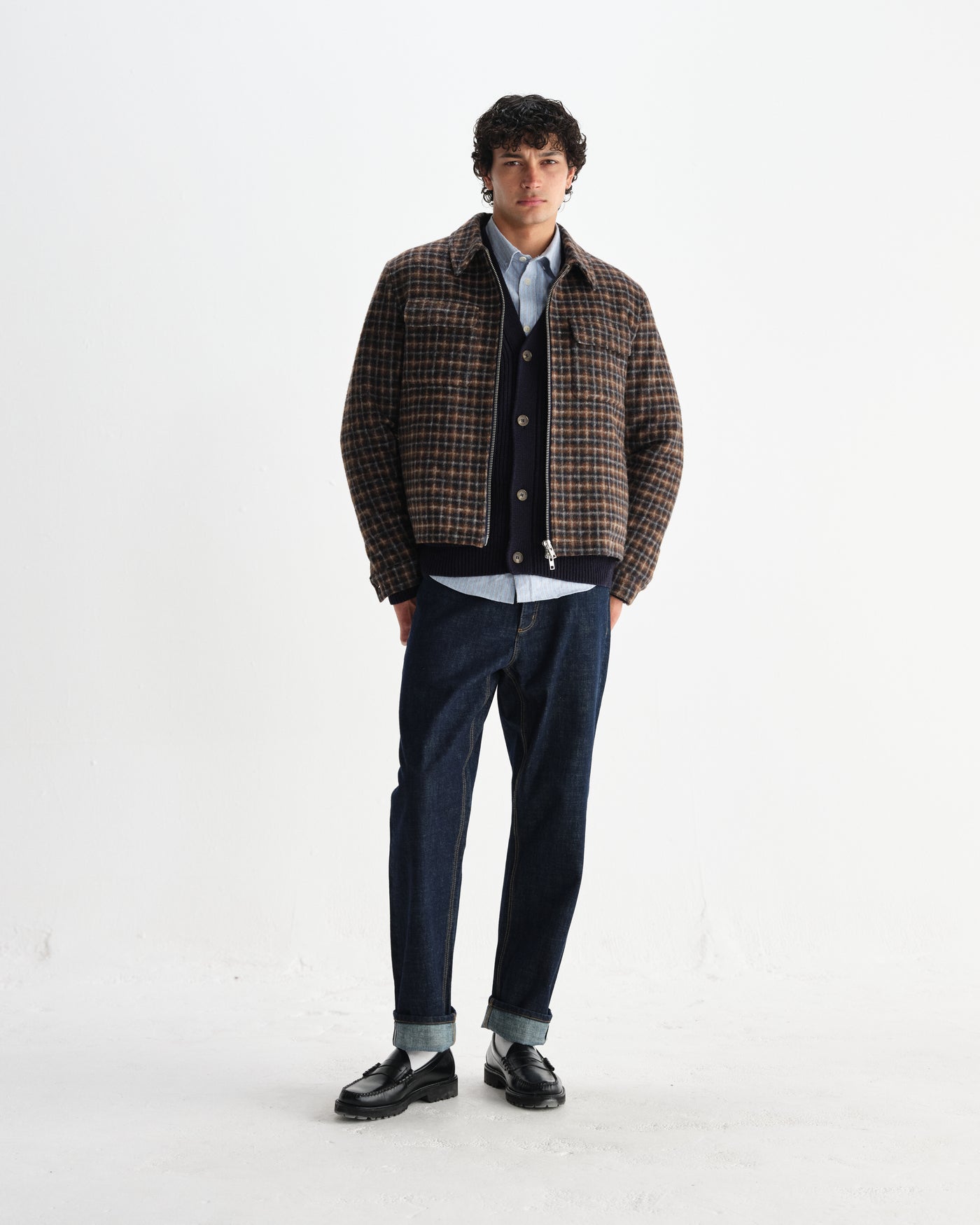 Osier Jacket - Drawn Check Navy/Brown
