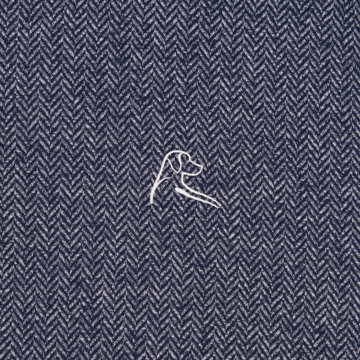 Herringbone Jaquard Knit 1/4 Zip Pullver Fleet Navy/White