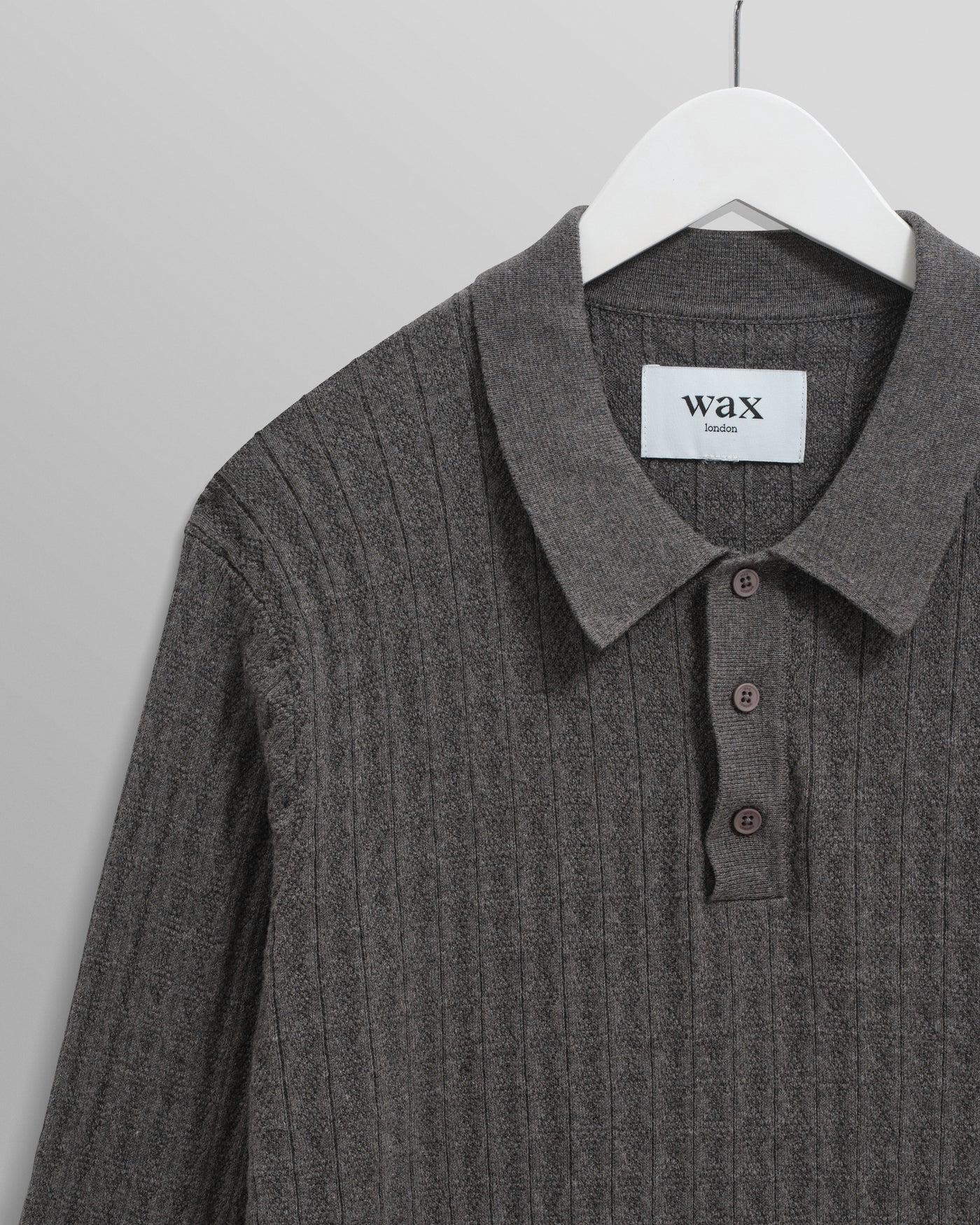 Oban Polo - Diamond Stripe Knit Grey Marl