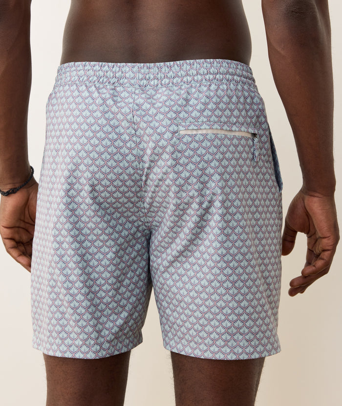 Lined Sport & Swim Short - 6" Aqua Agave Print