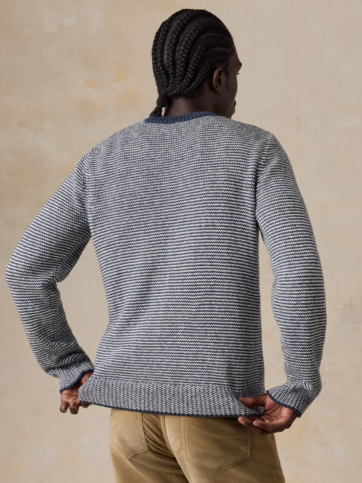 Heirloom Crewneck Sweater Ivory Navy Feeder