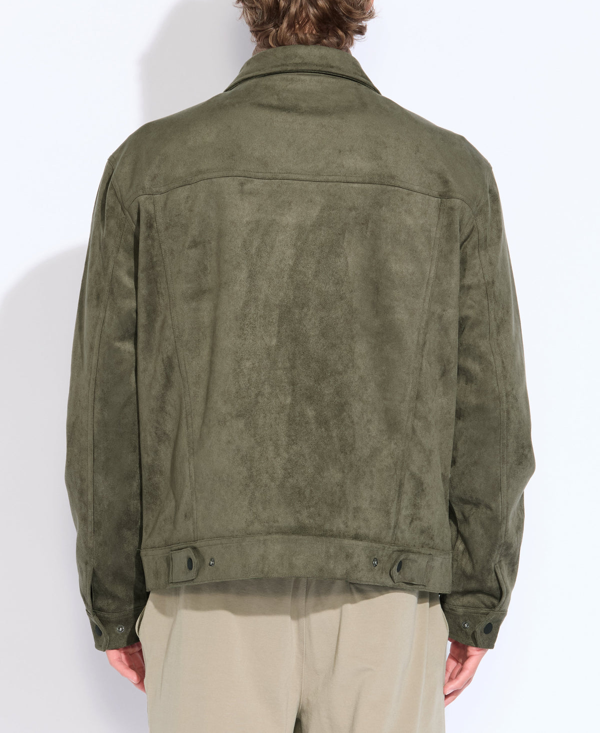 Teton Faux Suede Trucker Jacket Dark Olive