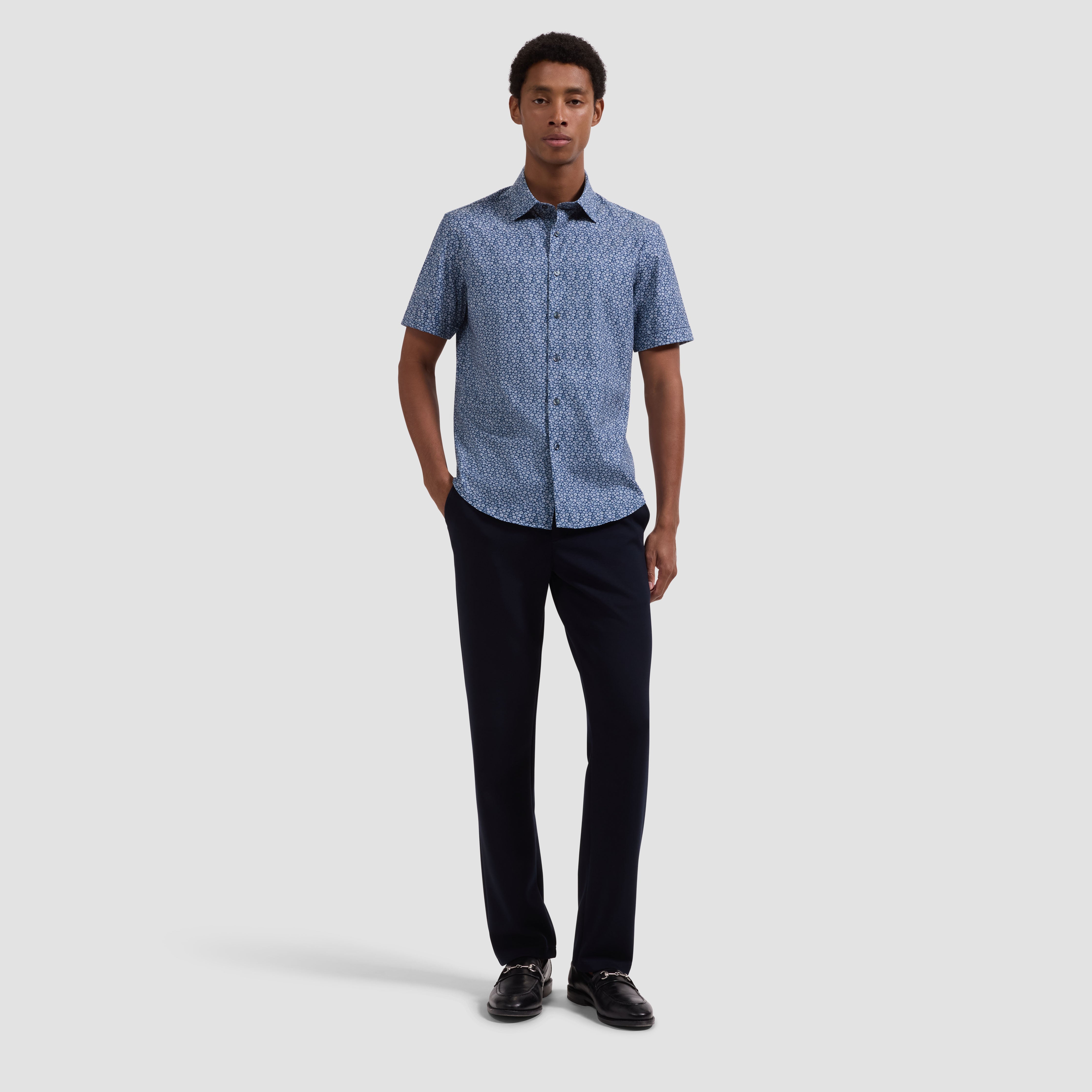 OOOHCotton Miles Short Sleeve Shirt Navy Floral