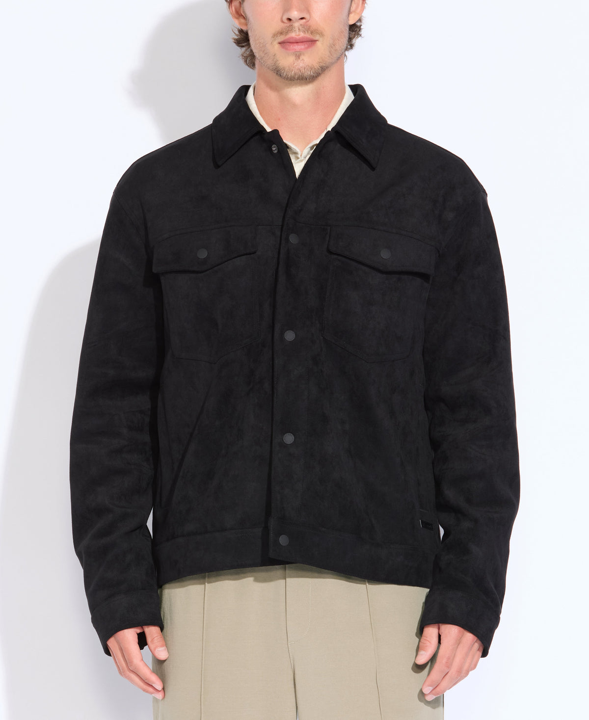 Teton Faux Suede Trucker Jacket Black