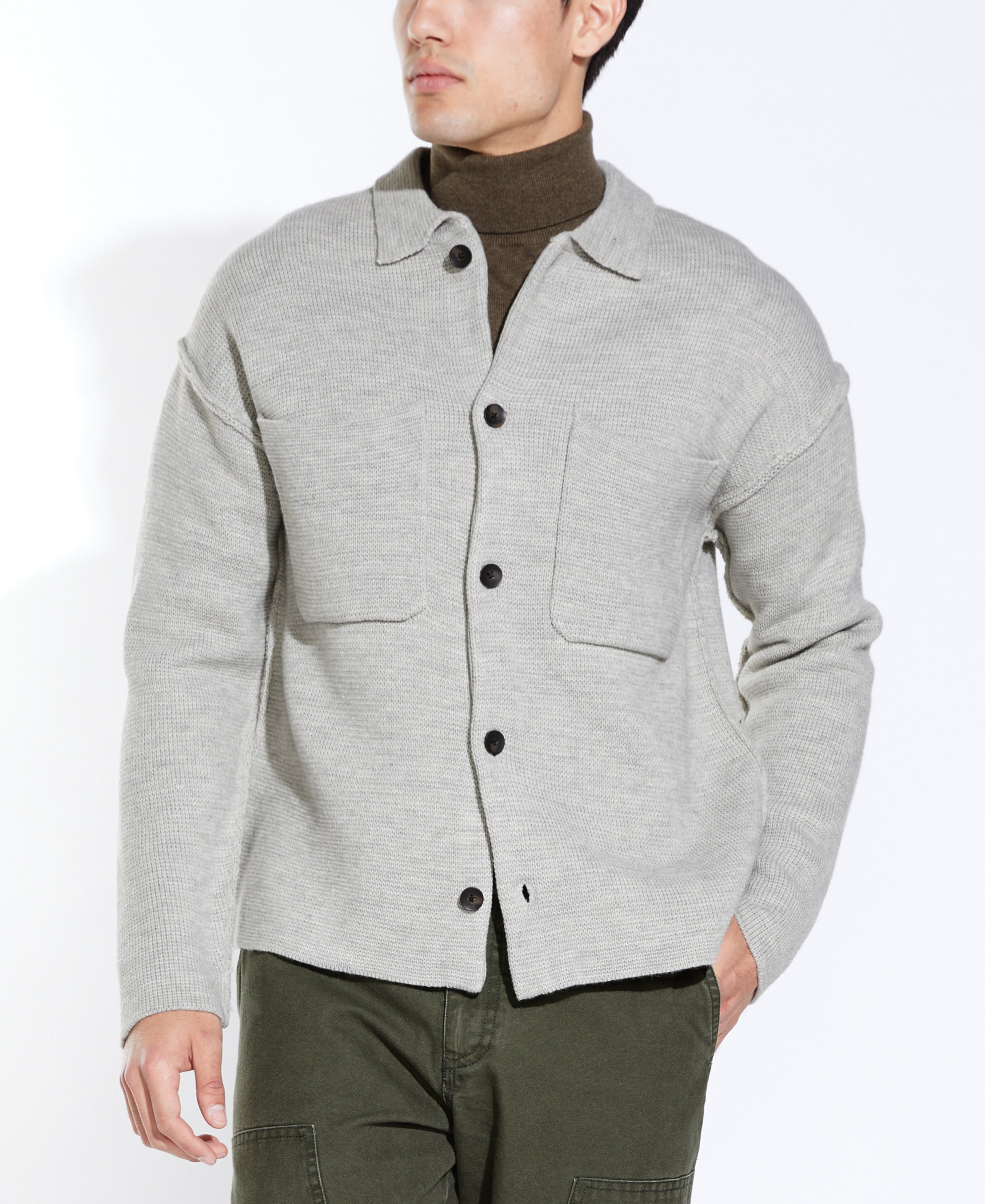 Beaton Double Knit Shirt Jacket Heather Light Grey