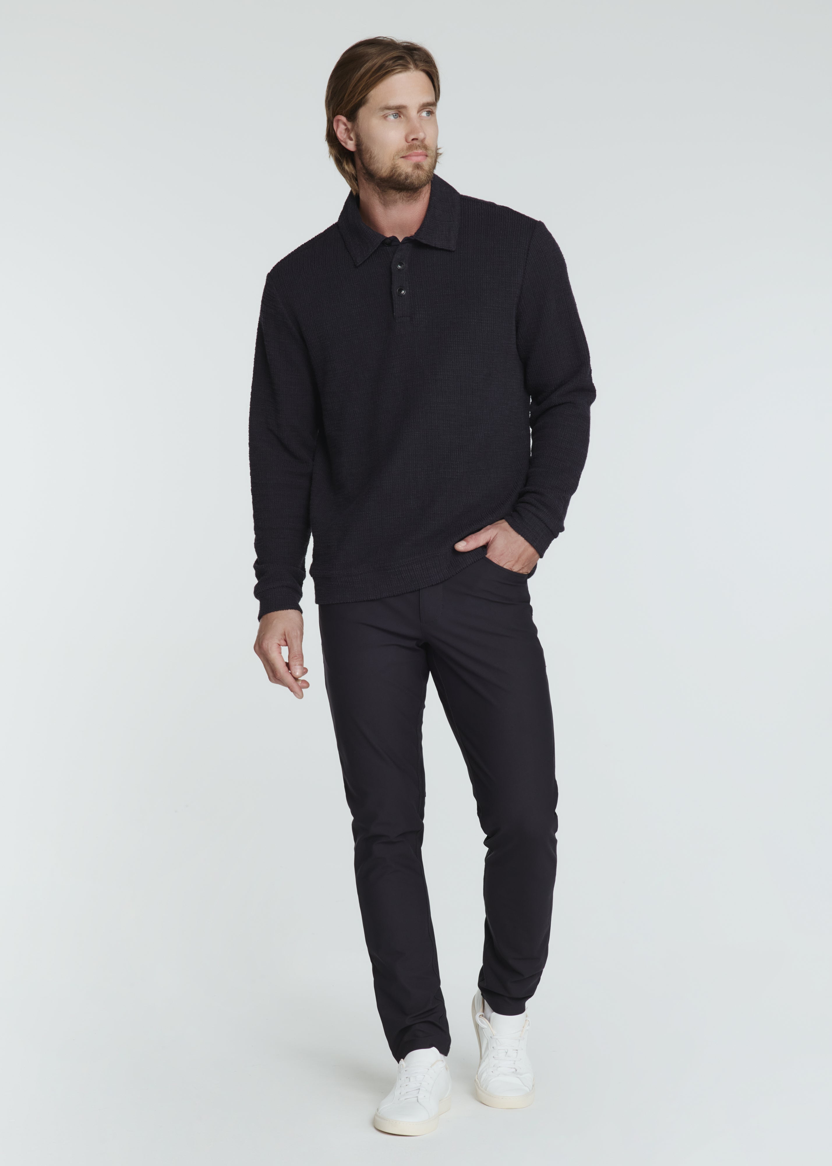 Monterey Textured L/S Polo Navy