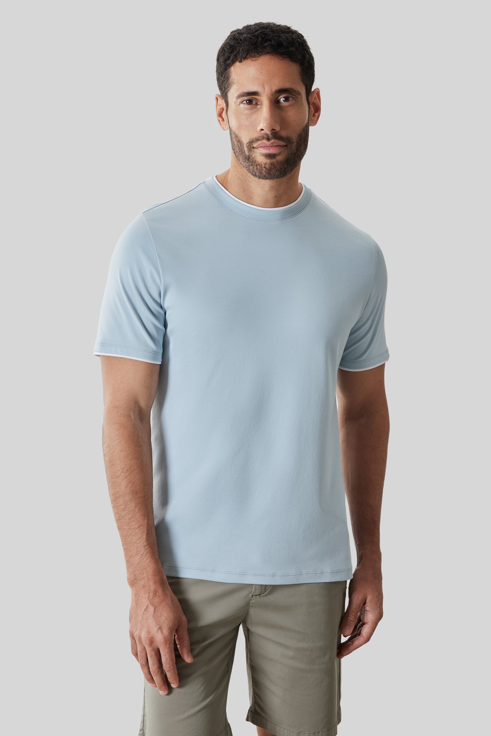 Georgia Short Sleeve Crew w/ Trim Fresh Blue
