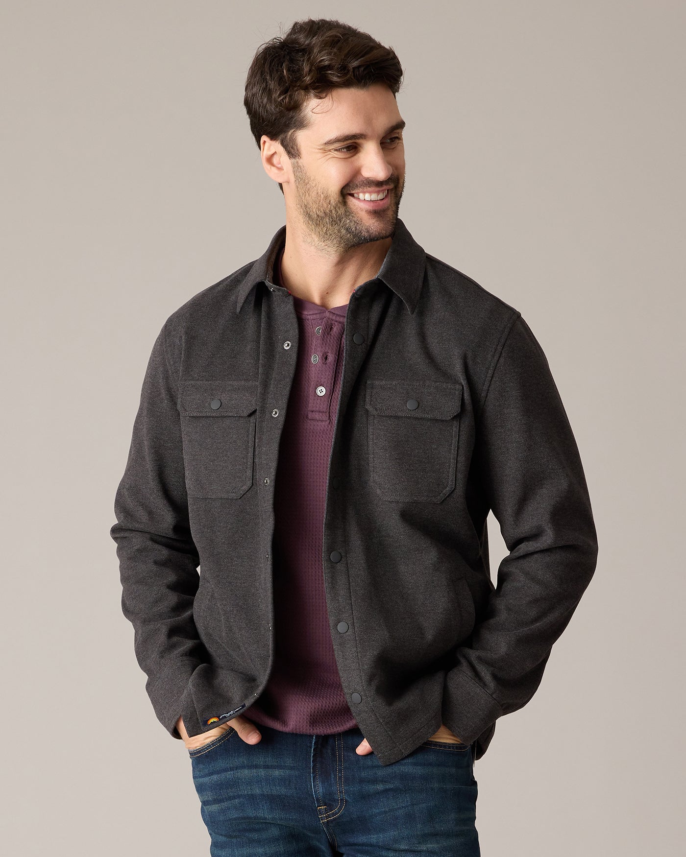 Hamlin Twill Shirt Jacket Charcoal
