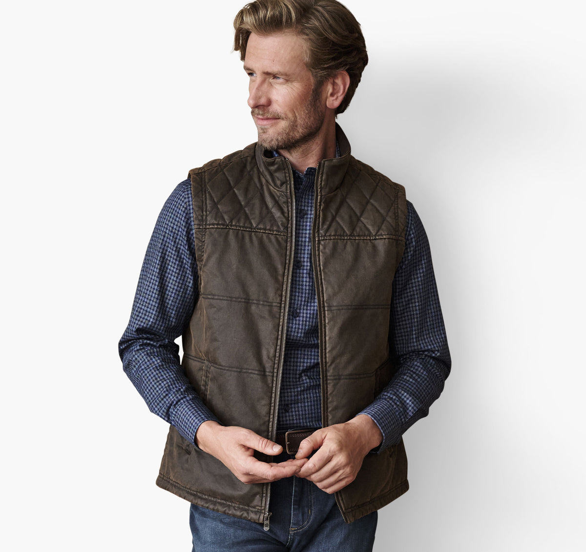 Antique Cotton Vest Brown